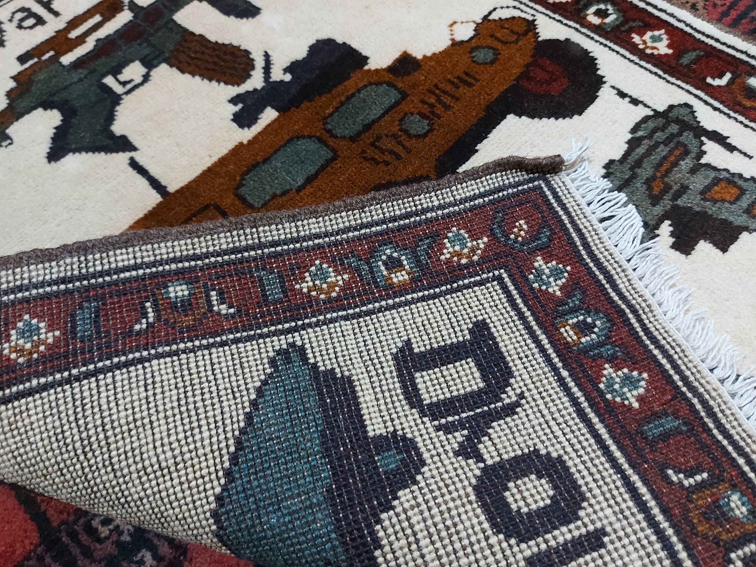 77x63 cm Ethnic Handmade Afghan war rug wool rug Nomadic Rug Oriental War Rug mini rug - image 3