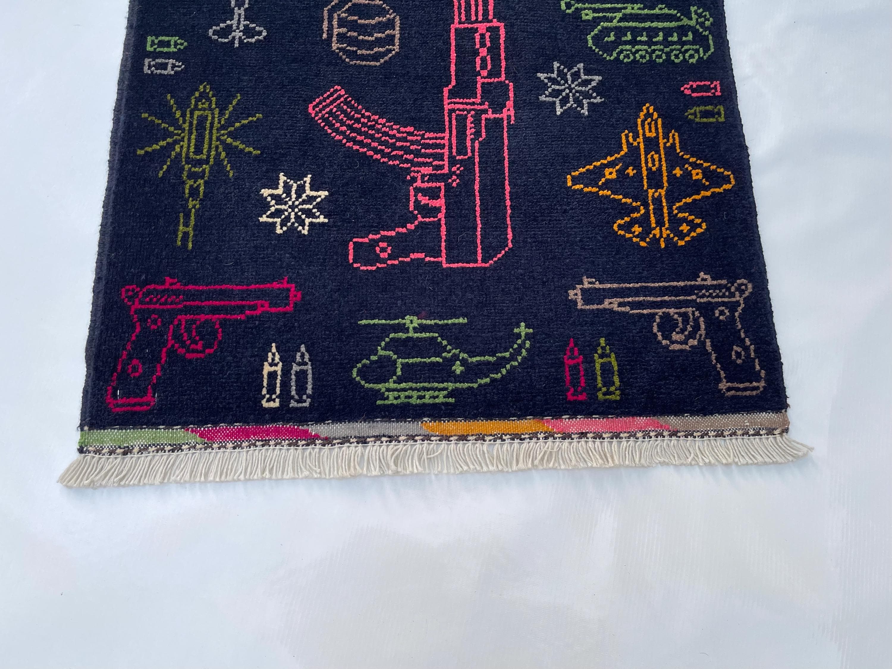 70x61cm war rug wool rug oriental war art mini war rug Afghan war handicrafts naokar rug Merinos wool rug ethnic rug #793 - image 4