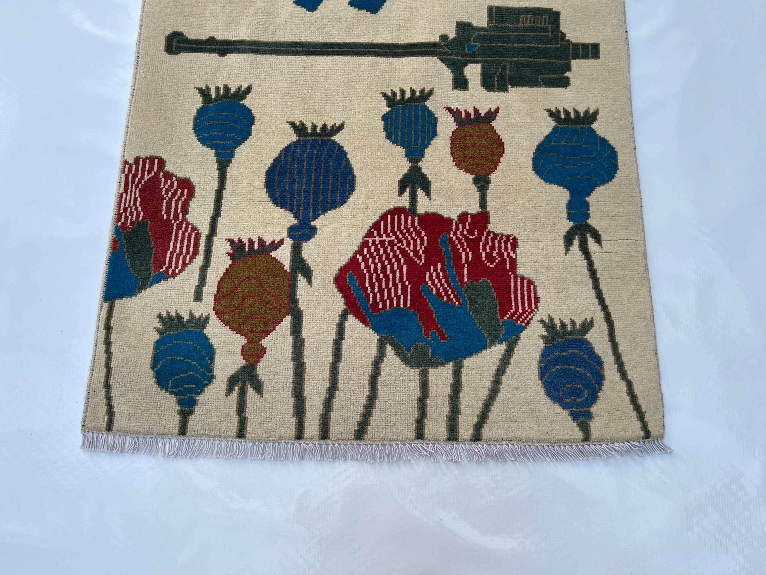 122x83 cm Classic Handmade Afghan war rug Beautifully made wool rug Nomadic Rug Oriental War Rug opium rug handicrafts #779 - image 5