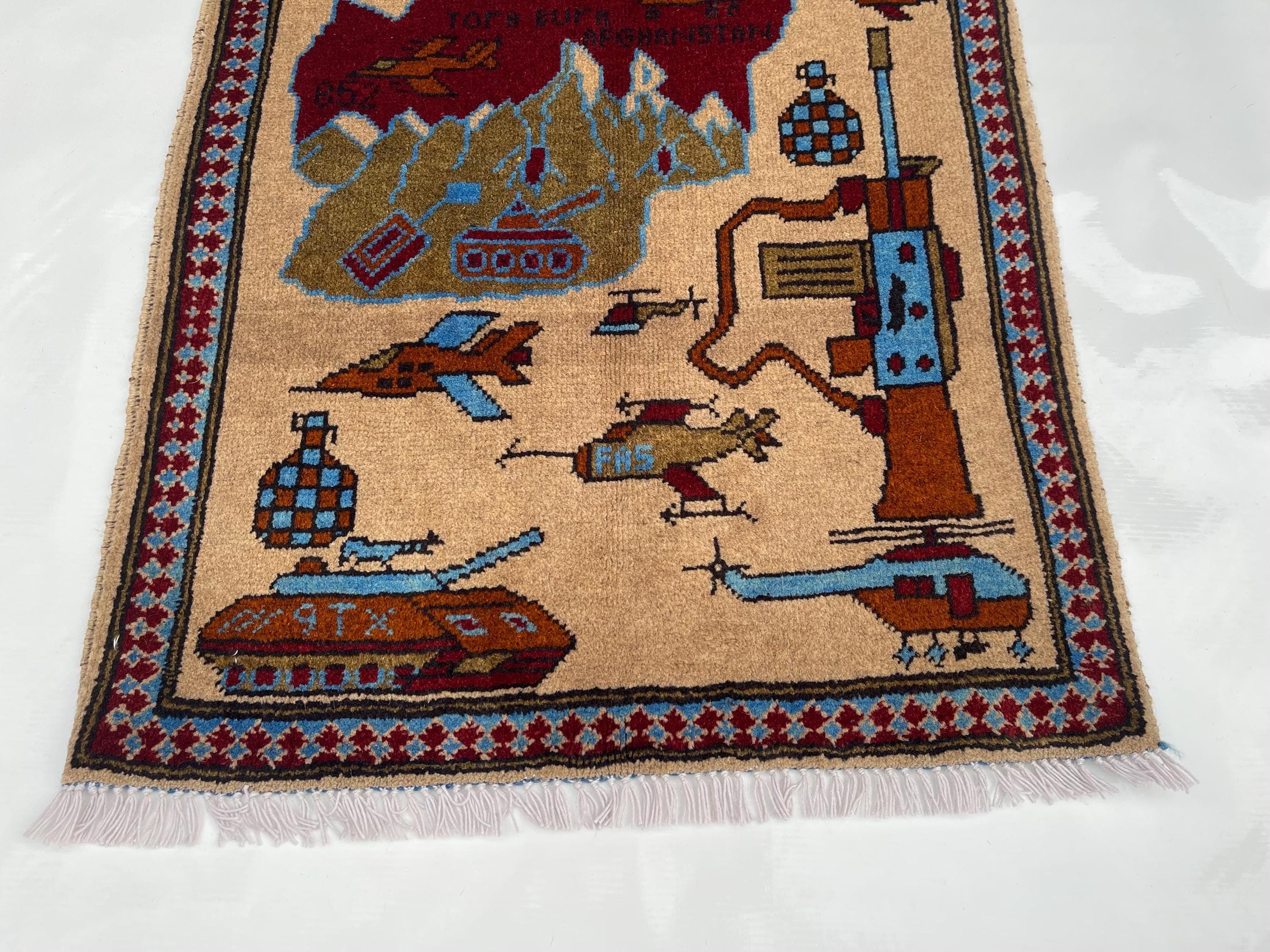 82x61 cm Classic Handmade Afghan war rug Beautifully made wool rug Nomadic Rug Oriental War Rug mini rug handicrafts #370 - image 5