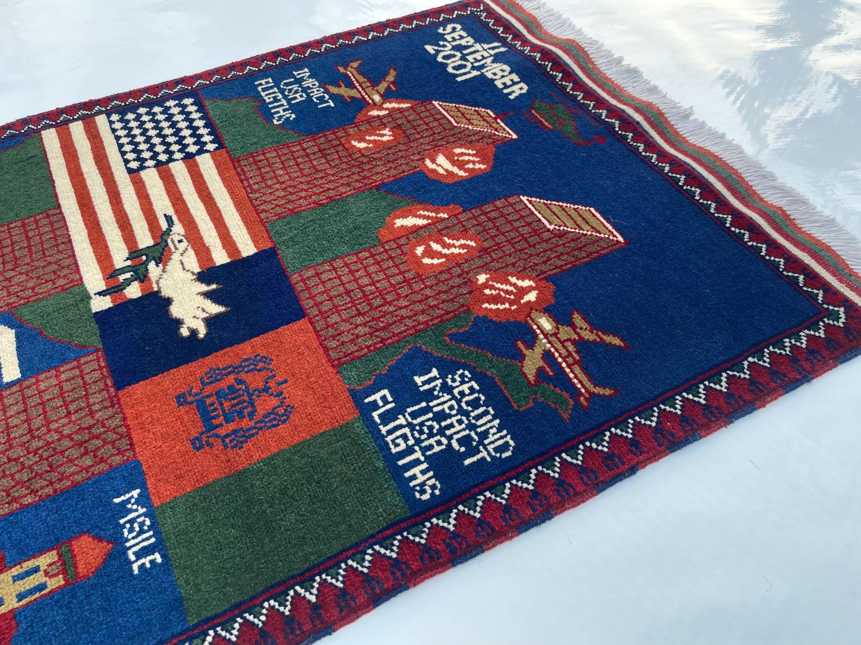 130x82 cm Handmade Afghan war rug Beautifully made wool rug Nomadic Rug Oriental War Rug large rug 9//11 handicrafts #259 - image 4