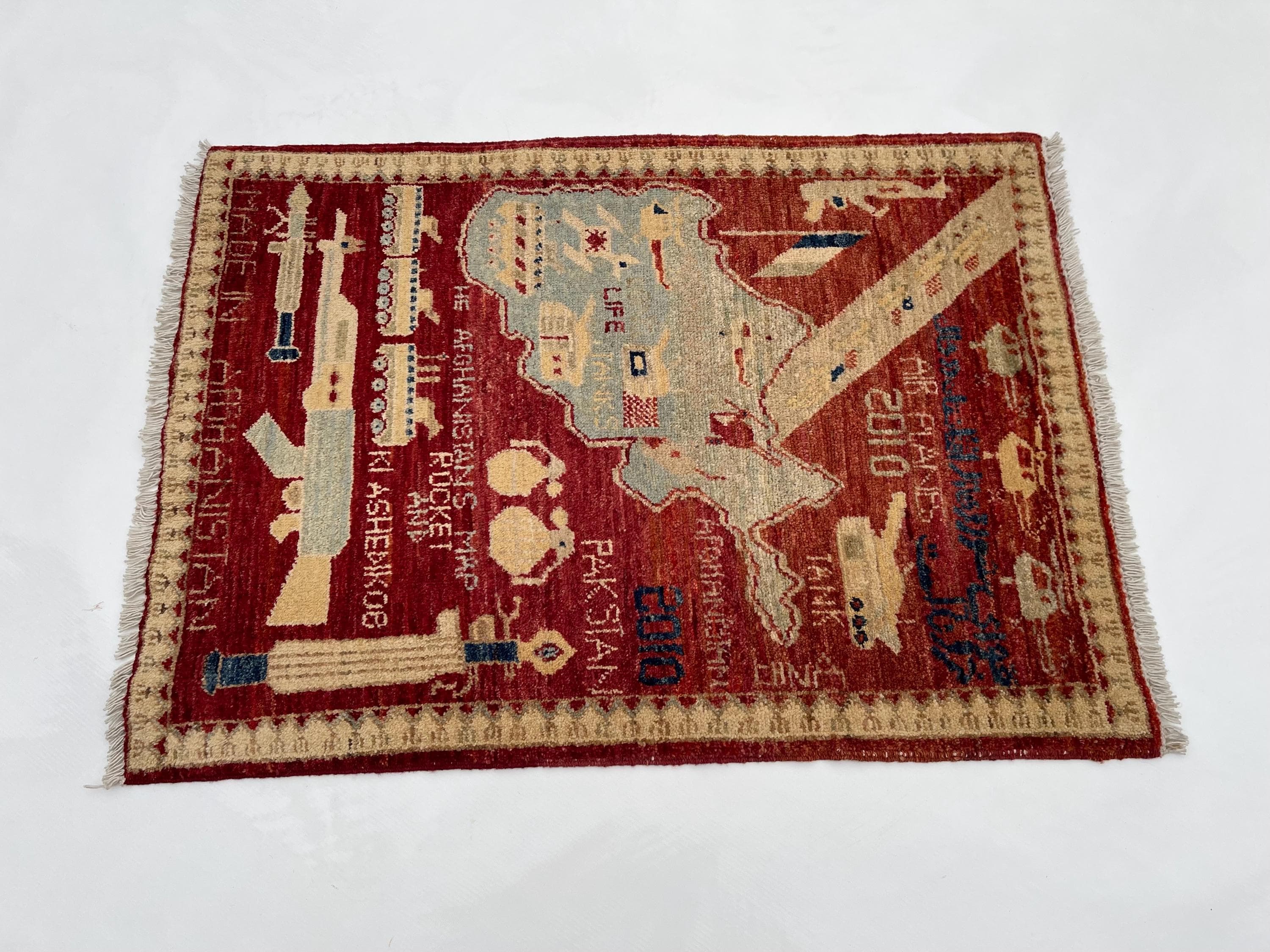92x68 cm Handmade Afghan war rug wool war rug Chobi wool rug ethnic rug handicrafts #06 - image 4