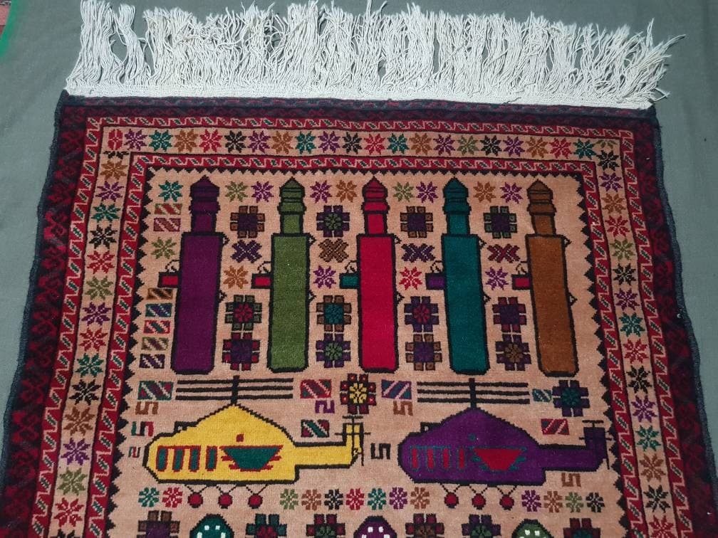 4'8"×2'11" ft Handmade Afghan baloch war rug wool rug oriental rug Nomadic rug art - image 4