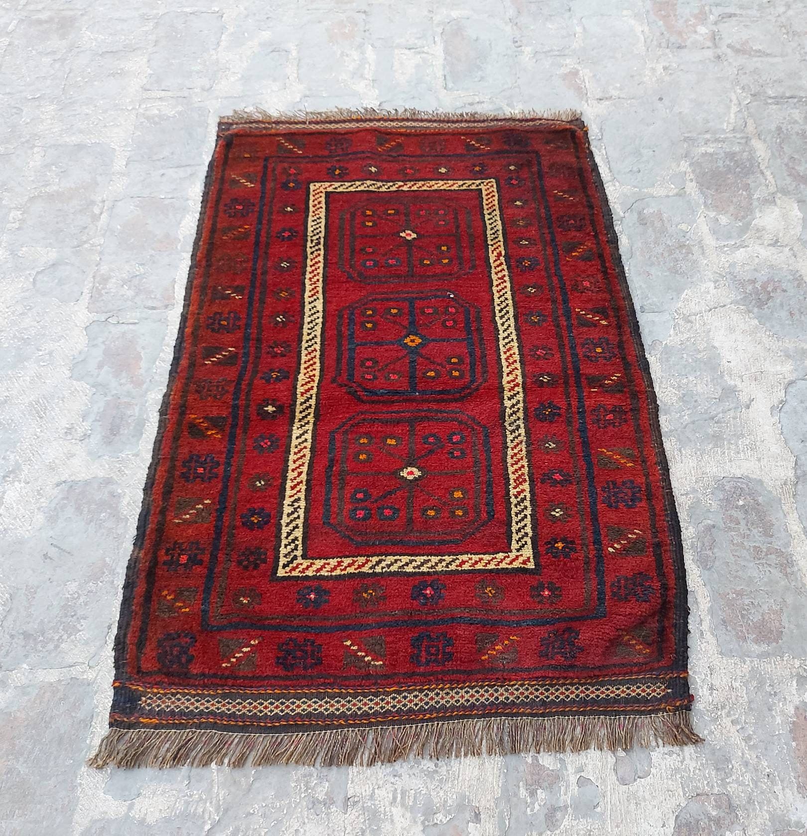 3'5"×2'2" ft Handmade baluch rug best wool rug small oriental rug Afghan beloch vintage rug doormat decorative mini rug