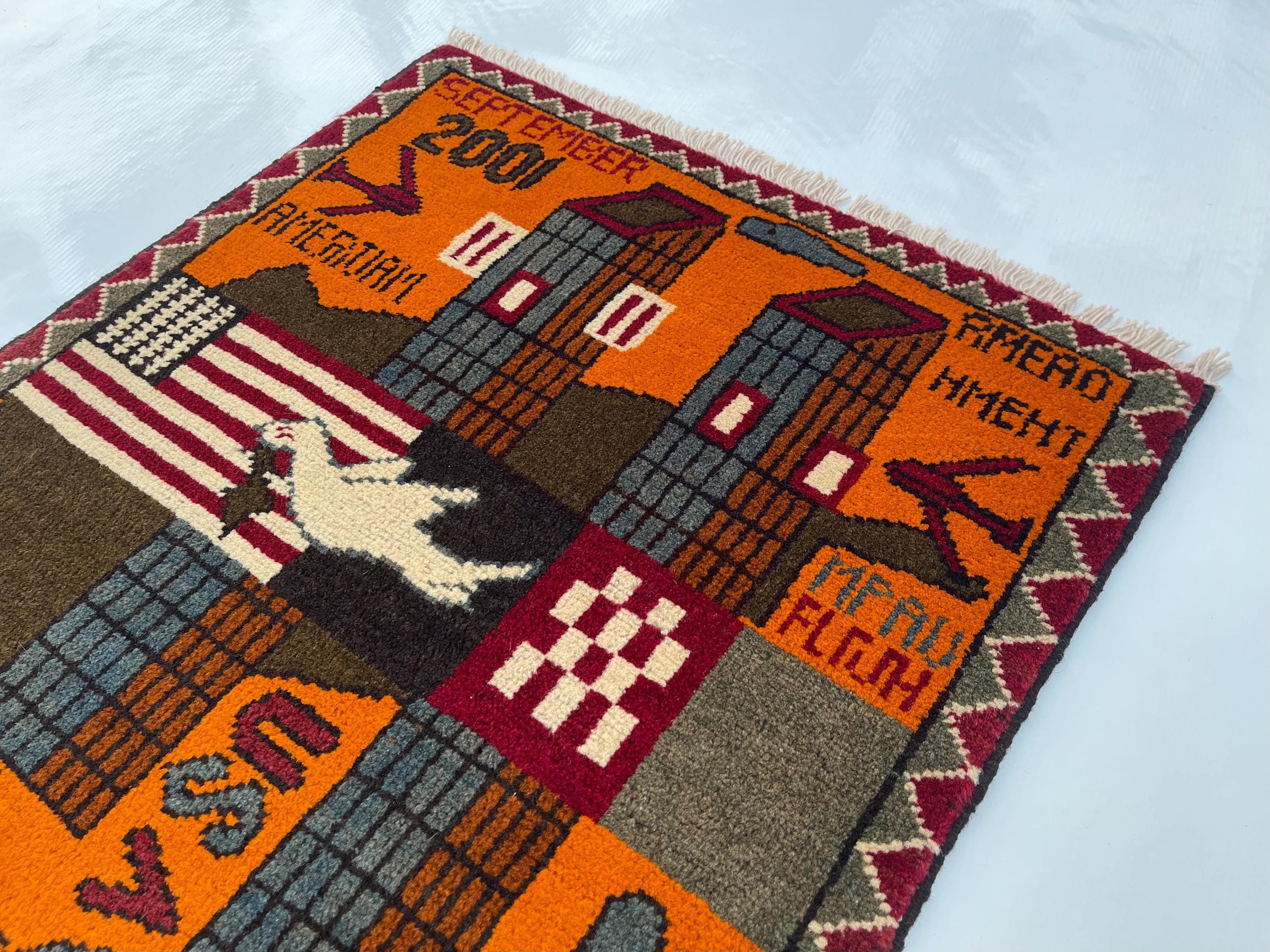 75x57 cm Classic Handmade Afghan war rug Beautifully made wool rug Nomadic Rug Oriental War Rug mini rug 9//11  #267 - image 5