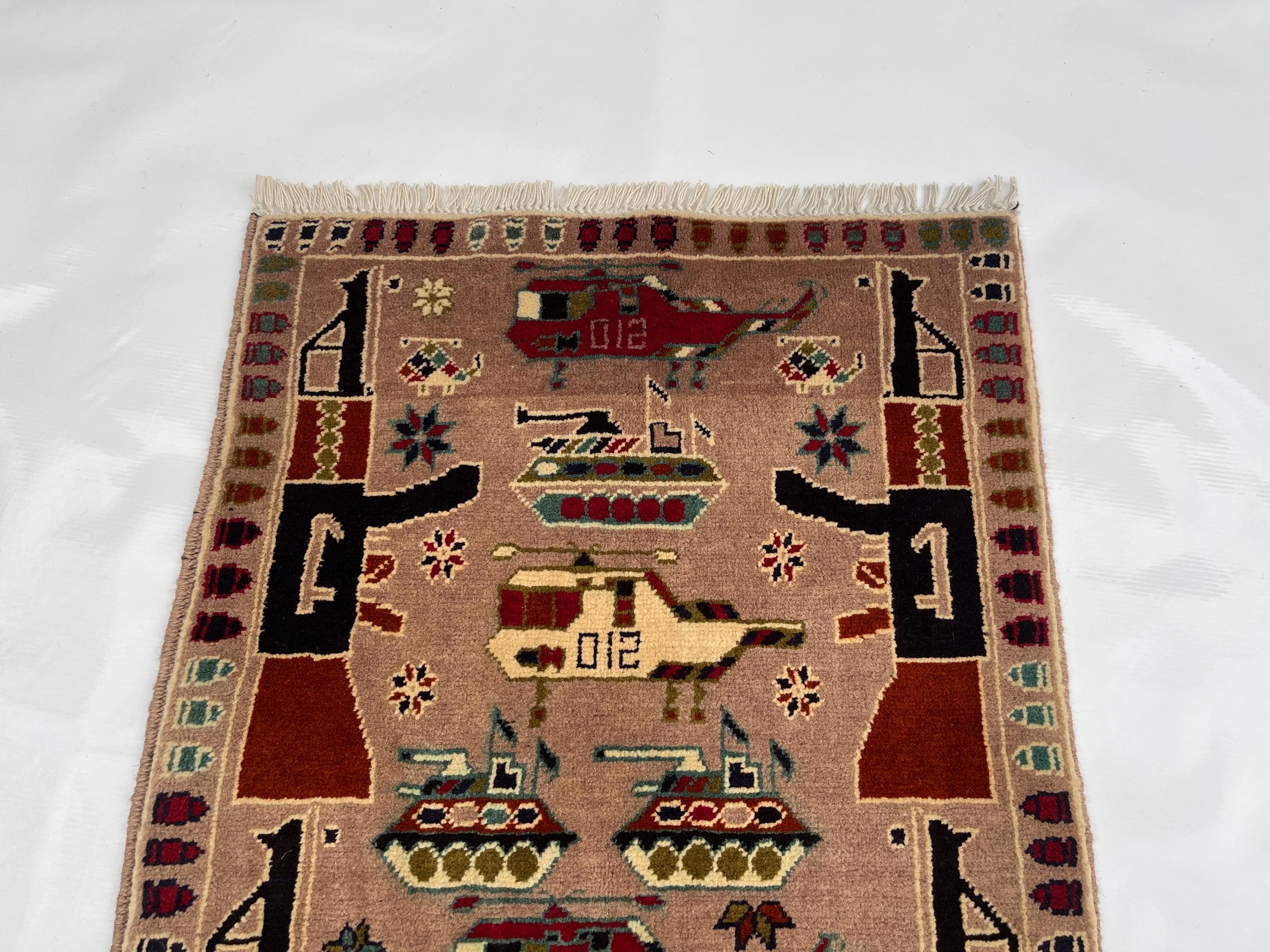 91x63 cm Handmade Afghan war rug wool rug Nomadic Rug Oriental War Rug mini rug oriental area rug folk art handicrafts #366 - image 4