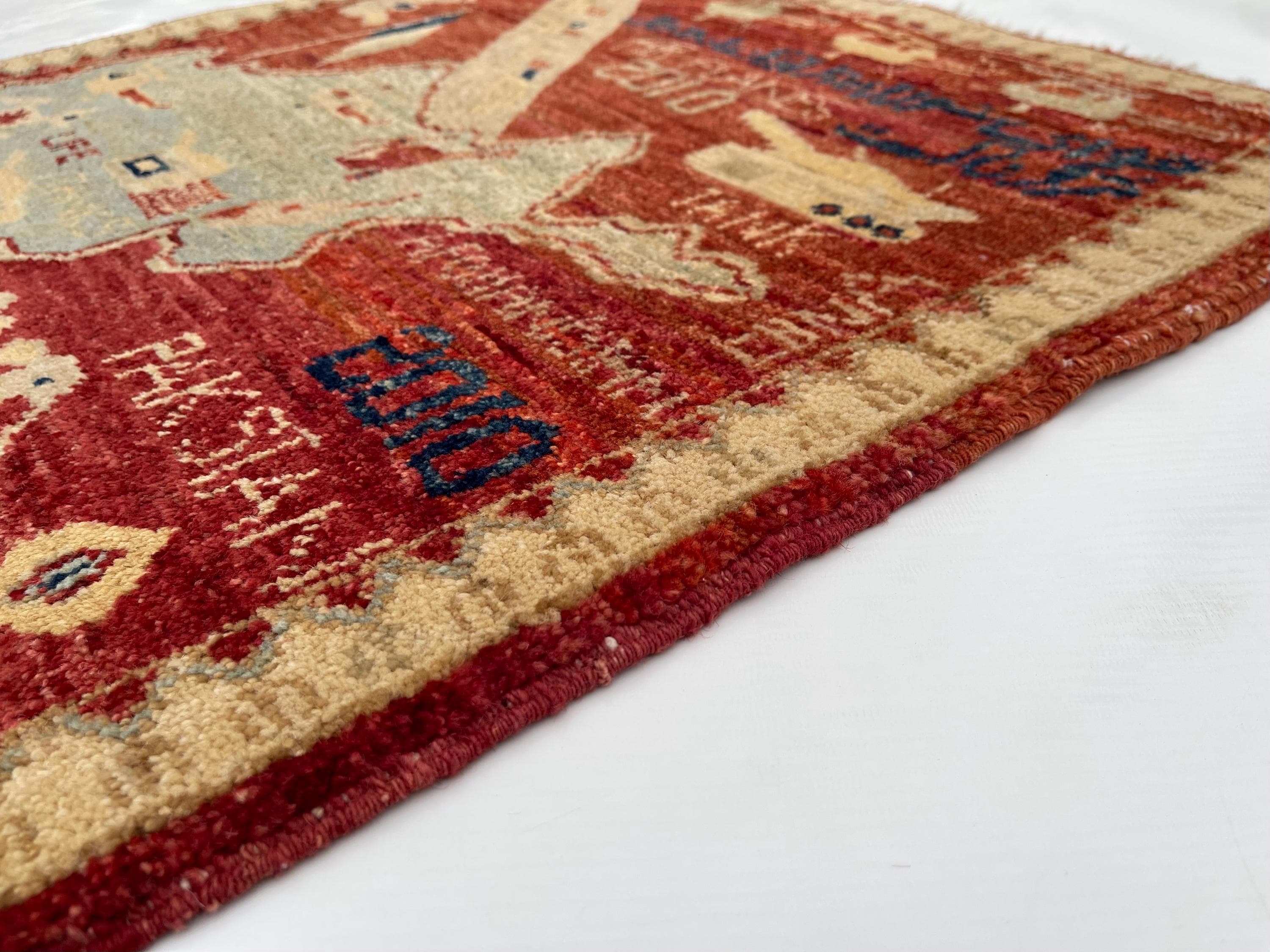 92x68 cm Handmade Afghan war rug wool war rug Chobi wool rug ethnic rug handicrafts #06 - image 5
