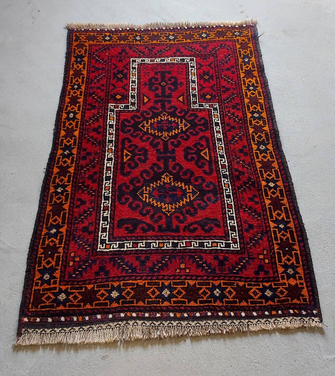 118x78 cm Handmade Afghan baluch prayer rug nice vintage wool rug tribal vegetable dyed prayer mat/rug