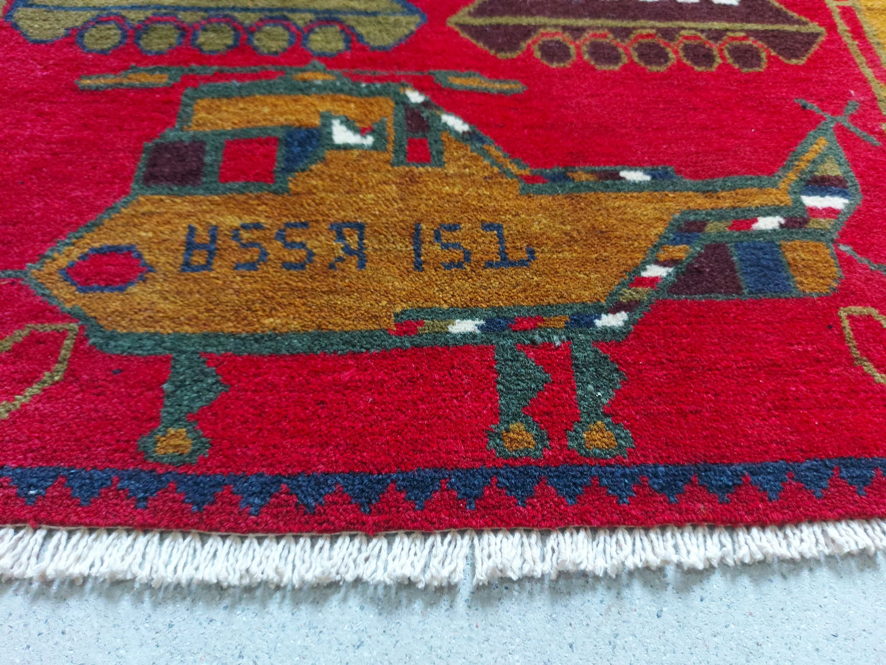 68x42 cm Handmade Afghan war rug wool rug oriental mini rug - image 3