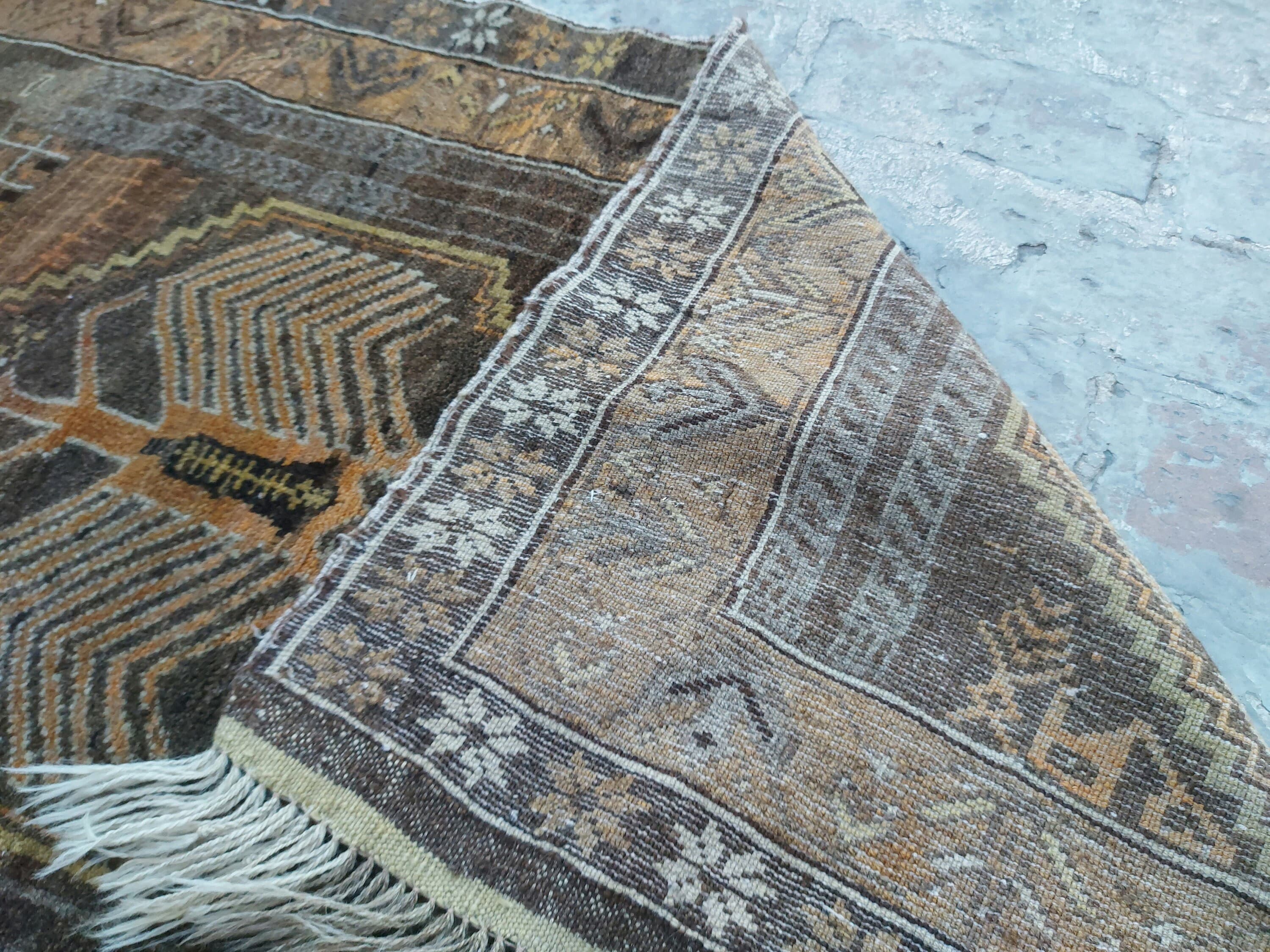 130x91cm  Handmade Afghan baluch prayer rug nice vintage wool rug tribal prayer rug Afghan prayer mat natural colours #66 - image 3