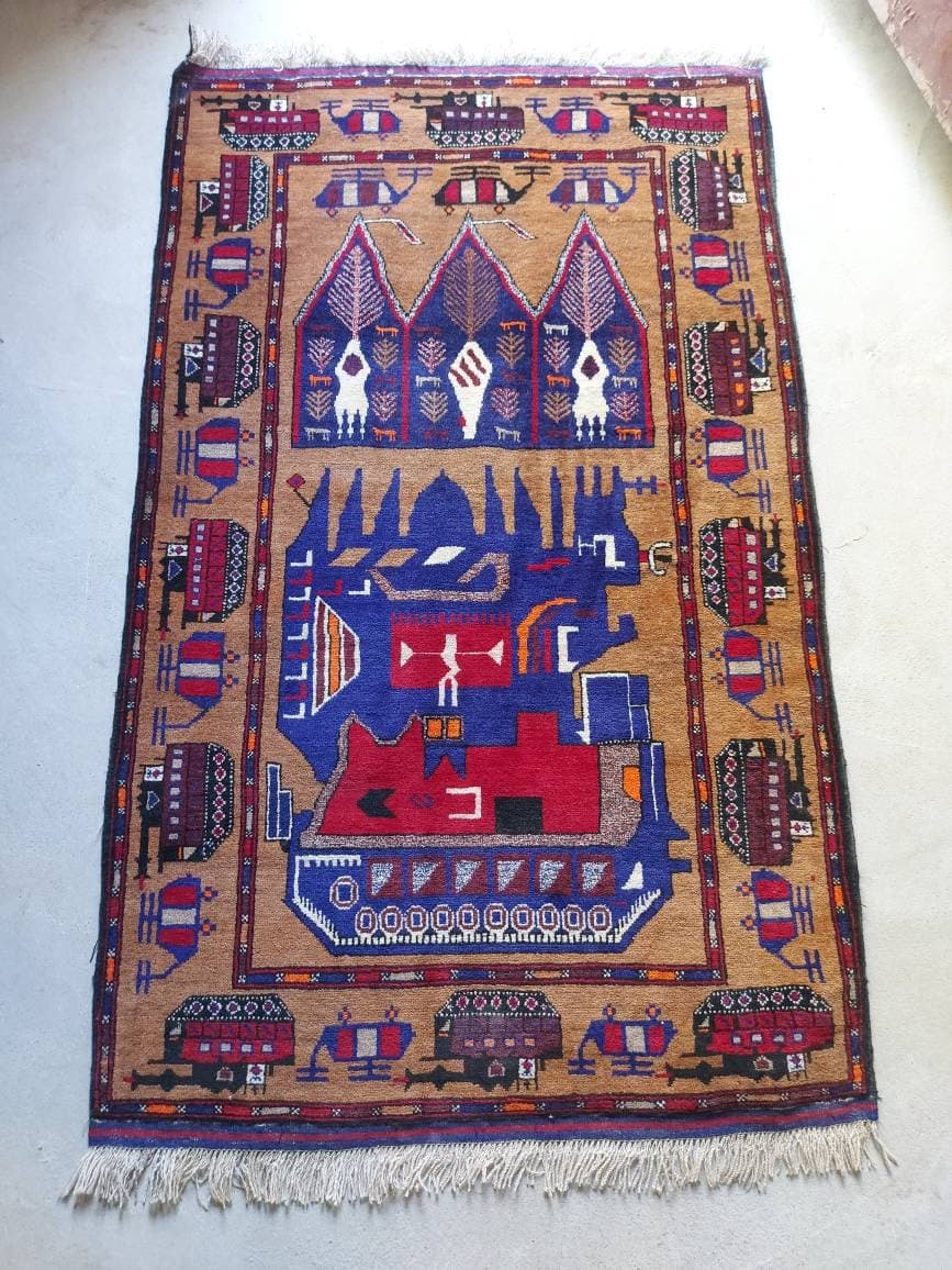 5x3 ft Handmade Afghan baluch war rug nice quality wool rug vegetable dyed wool rug