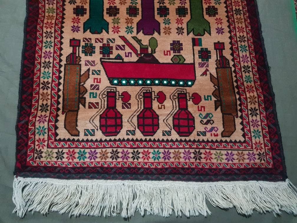 4'8"×2'11" ft Handmade Afghan baloch war rug wool rug oriental rug Nomadic rug art - image 5