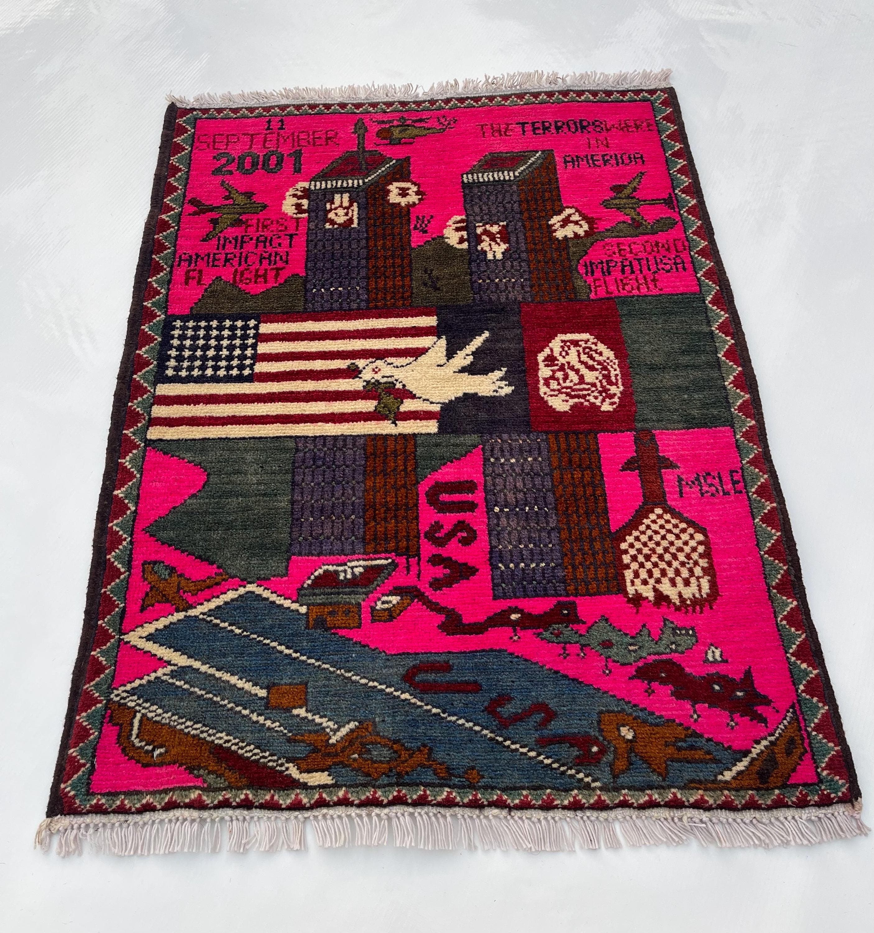 75x59 cm Ethnic Handmade Afghan war rug Beautifully made wool rug Nomadic Rug Oriental War Rug mini rug 9//11 handicrafts #264