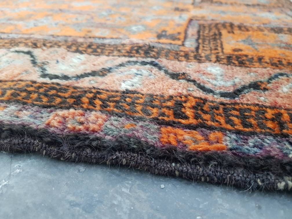 127x77 cm  Handmade Afghan baluch prayer rug nice quality wool rug tribal prayer rug Afghan muslim prayer mat orange - image 3