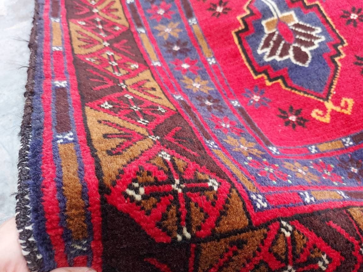 12'2"x4' ft Handmade Afghan baluch runner nice vintage wool rug oriental rug runner Hallway rug - image 4