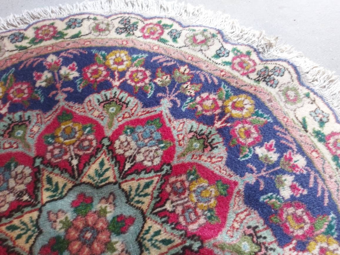3' ft Classic Round Handmade wool rug oriental rug small rug decorative rug vintage best quality rug - image 5