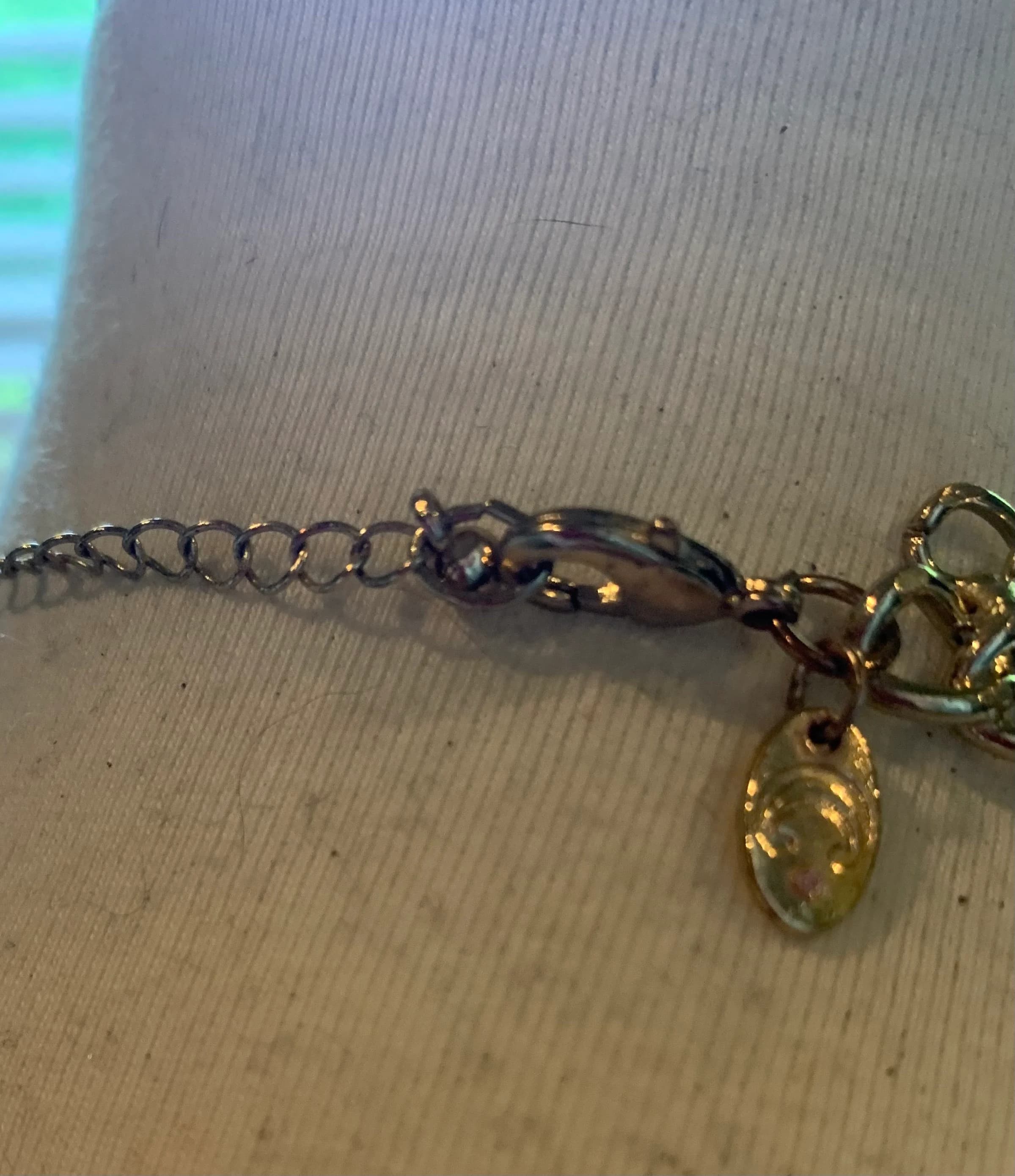 Vintage Gold Chain Necklace with Moonstone Style Discs - image 5
