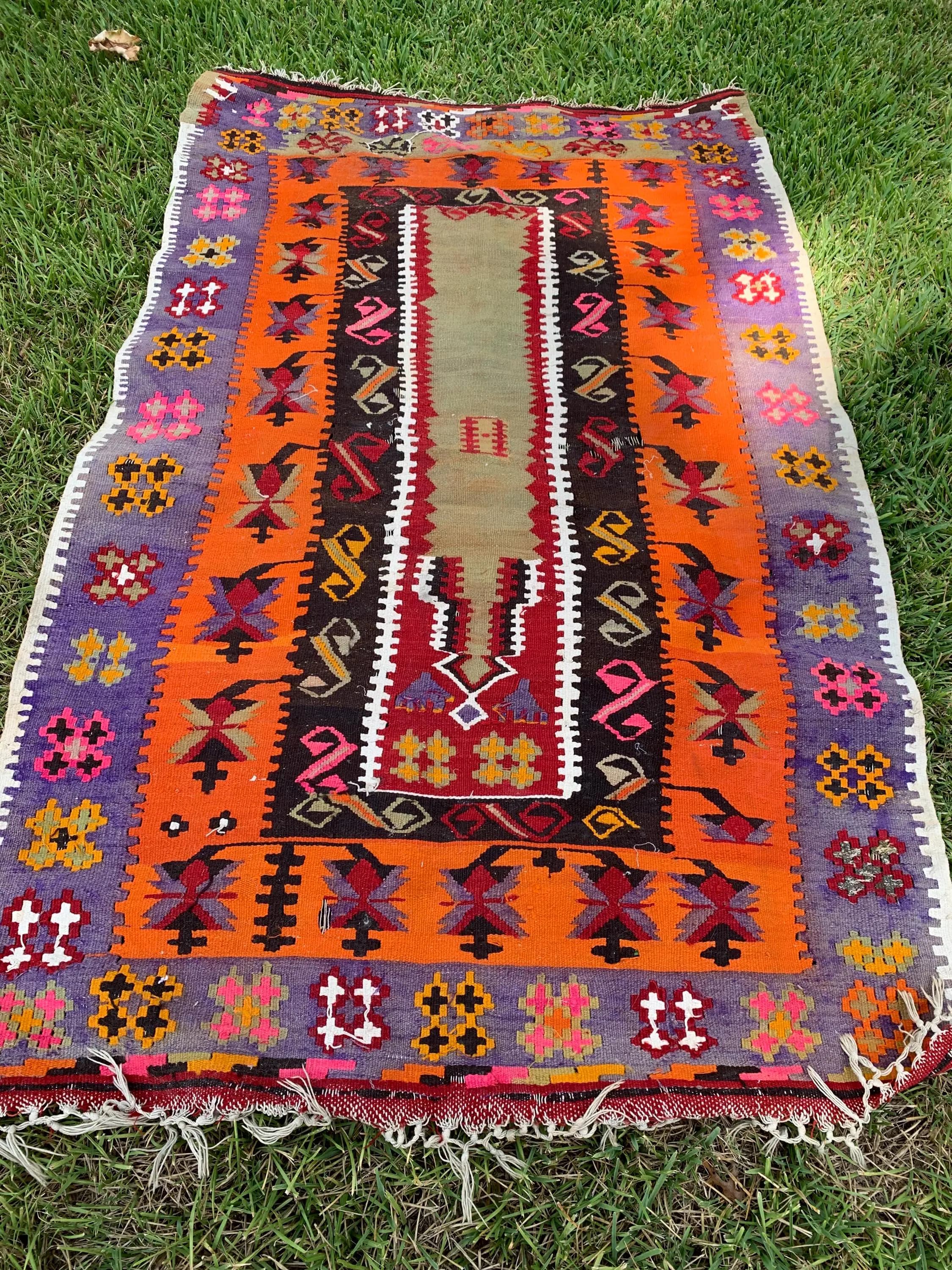 Beautiful Antique/Vintage Anatolian Tribal Mihrab Kilim