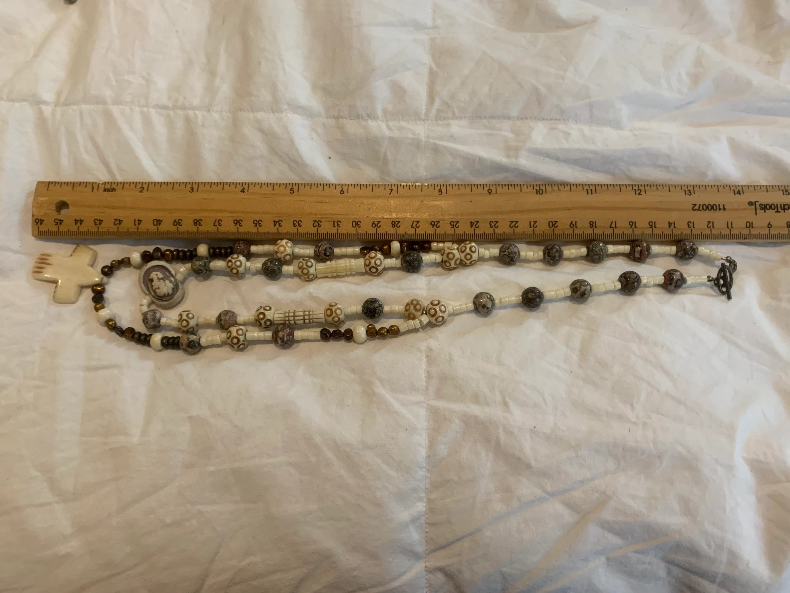 Unusual Vintage African Bone Beaded Necklace - image 4