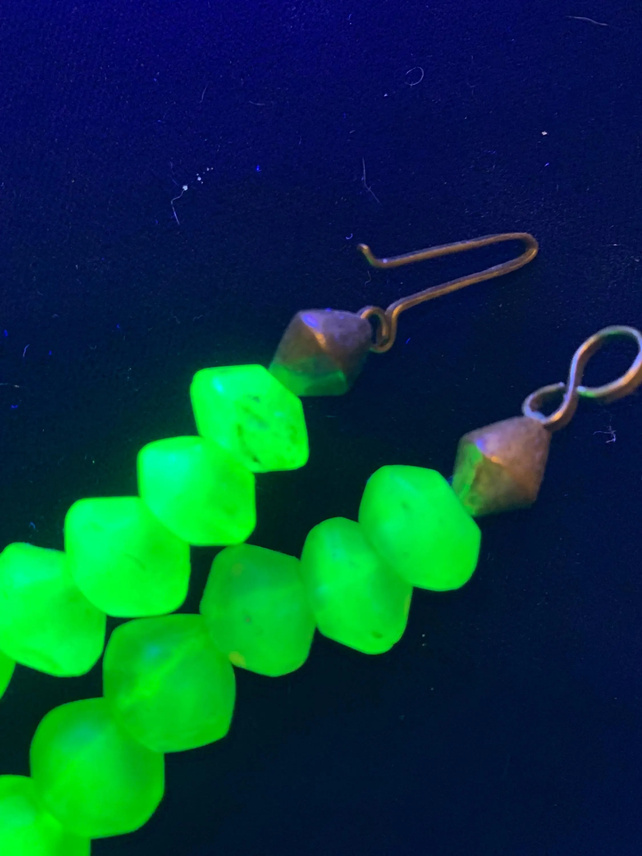 Authetic Ashanti Vaseline Uranium Glass Beaded with Crotal Bell Necklace - image 4