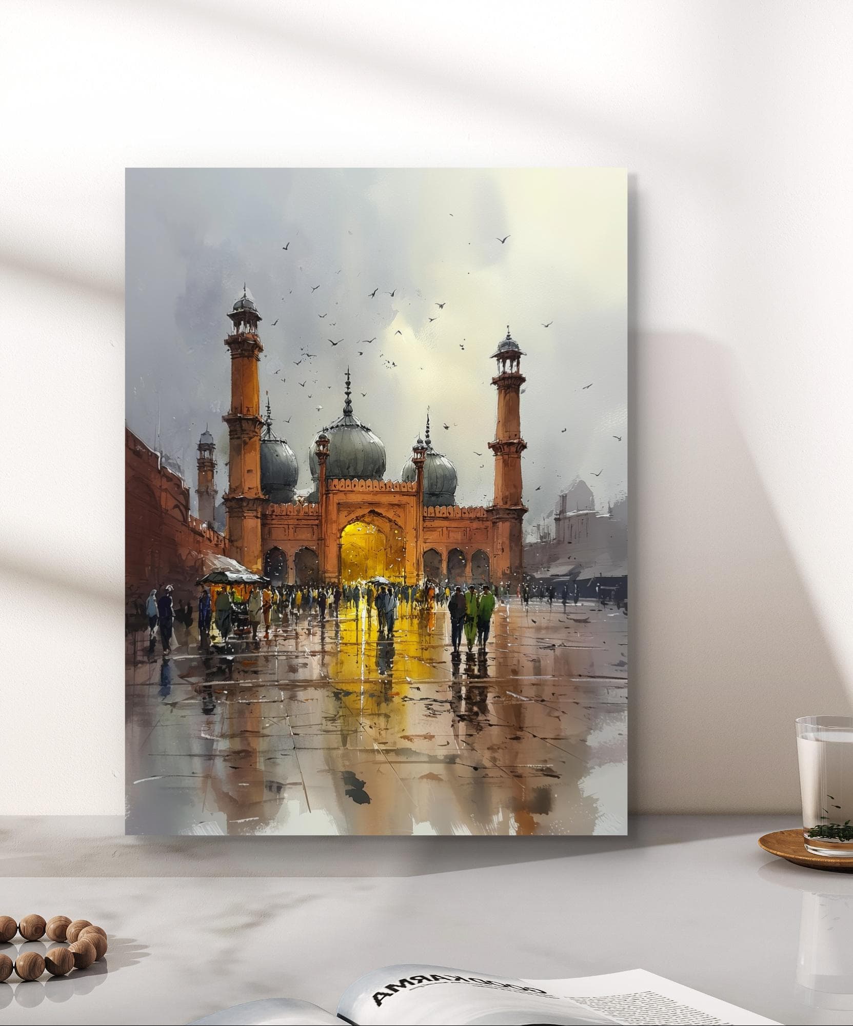Badshahi Mosque Watercolor Print: Lahore Pakistan Islamic Art (Digital Download)