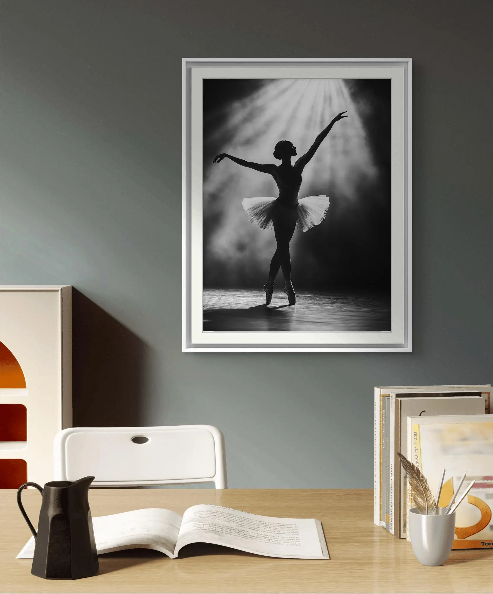 Ballerina Silhouette Art, Ballet Dancer Wall Decor, Black and White Ballet Print, Elegant Dance Artwork, Printable Minimalist Decor
