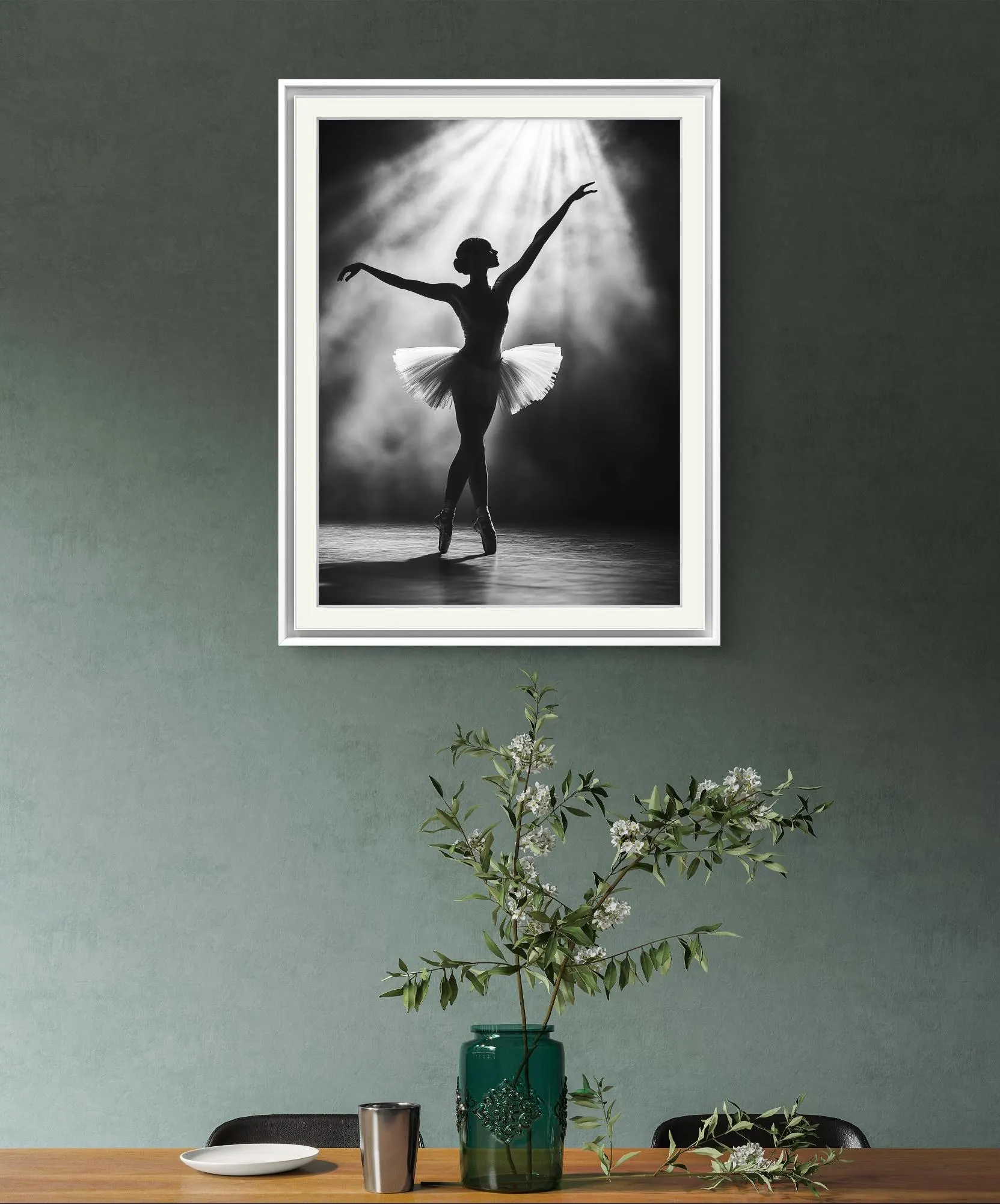 Ballerina Silhouette Art, Ballet Dancer Wall Decor, Black and White Ballet Print, Elegant Dance Artwork, Printable Minimalist Decor