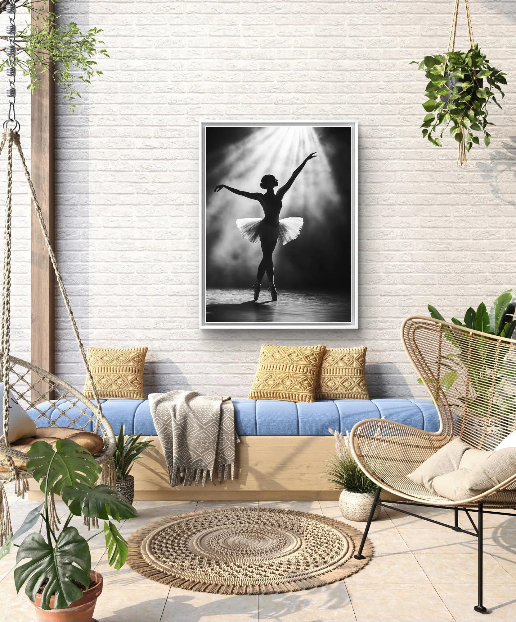 Ballerina Silhouette Art, Ballet Dancer Wall Decor, Black and White Ballet Print, Elegant Dance Artwork, Printable Minimalist Decor