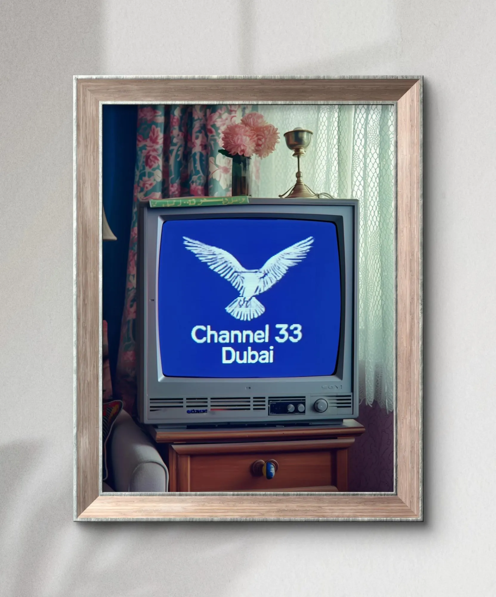 Vintage Channel 33 Dubai TV Wall Art Print | Retro 90s UAE Television on Parchment, Instant Digital Download - image 3