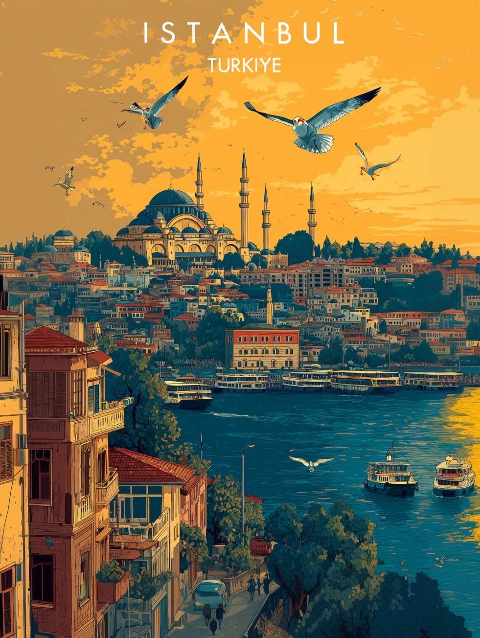 Istanbul Sunset Art Print: Hagia Sophia, Türkiye (Digital Download - image 3