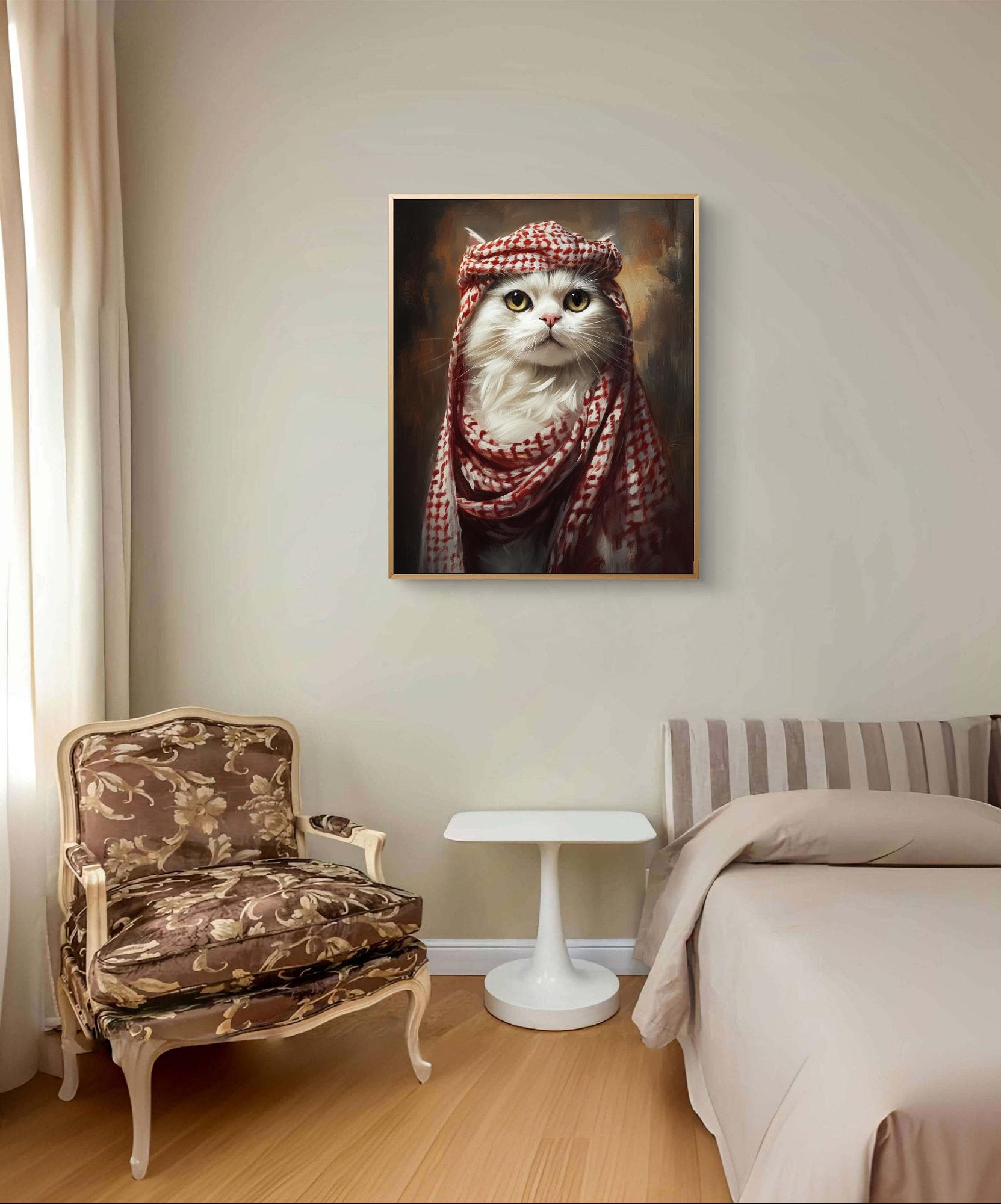 Shemagh Cat Art Print: Arabian Keffiyeh, Funny Animal Portrait (Digital Download) - image 5