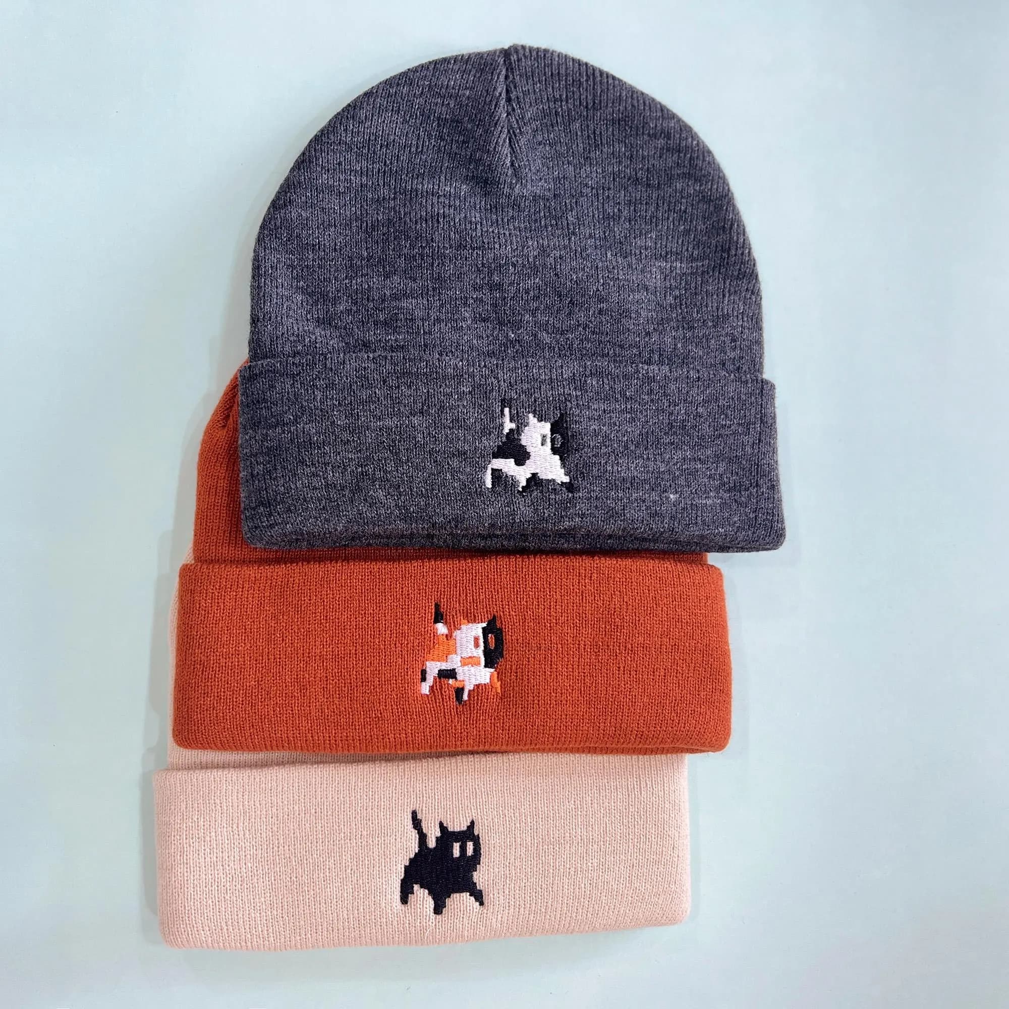 Embroidered Beanies for Cat Lovers, Cute Cat Emojis, Adult Unisex Beanie, Personalized Beanie, Custom Beanie Winter hat 24102407 - image 4