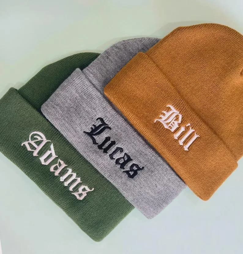 Custom Family Beanies, Baby Beanie with Name, Personalized Beanie, Custom Embroidered Beanie, Dad and Kid Beanie, Winter hat, Birthday gift - image 4