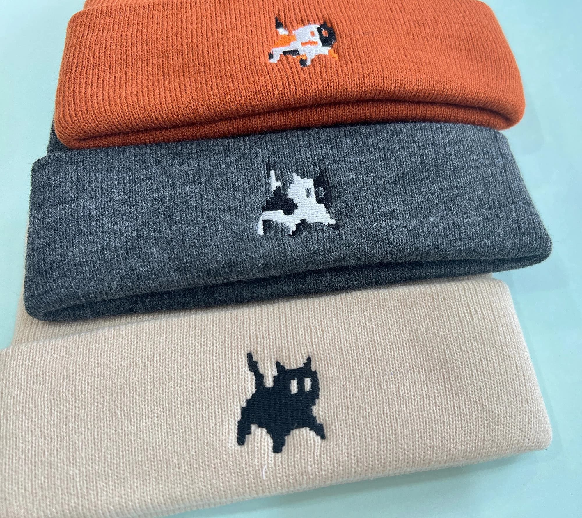 Embroidered Beanies for Cat Lovers, Cute Cat Emojis, Adult Unisex Beanie, Personalized Beanie, Custom Beanie Winter hat 24102407 - image 3