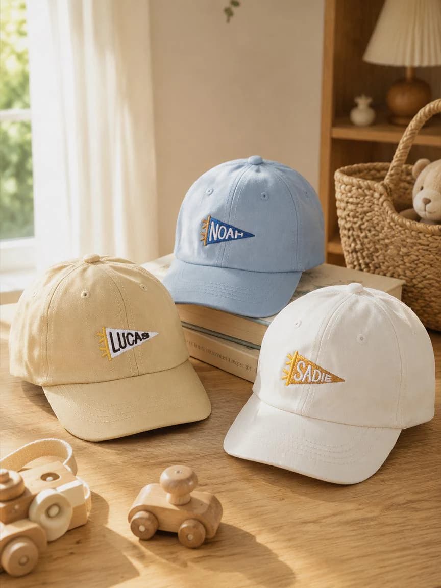 Custom Embroidered Pennant Name Kids Cap,Personalized Toddler Baseball Hat,Baby Boy Girl Summer Hat,Birthday Present,G0904 - image 4