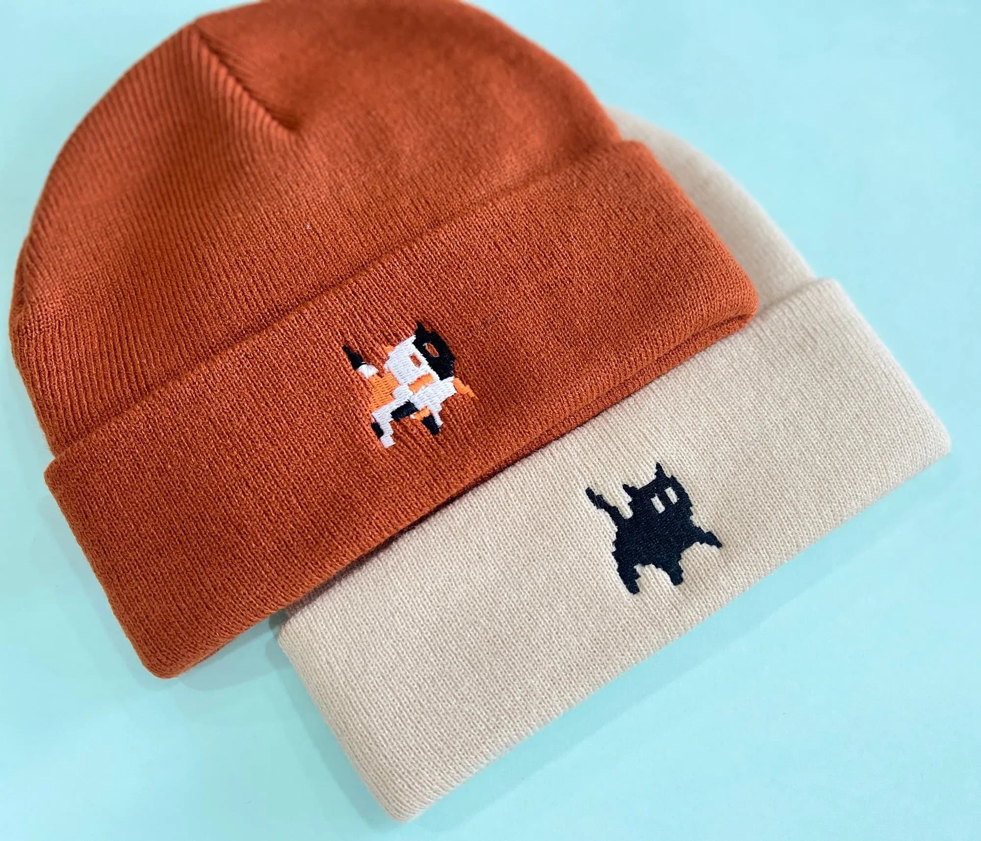 Embroidered Beanies for Cat Lovers, Cute Cat Emojis, Adult Unisex Beanie, Personalized Beanie, Custom Beanie Winter hat 24102407 - image 2