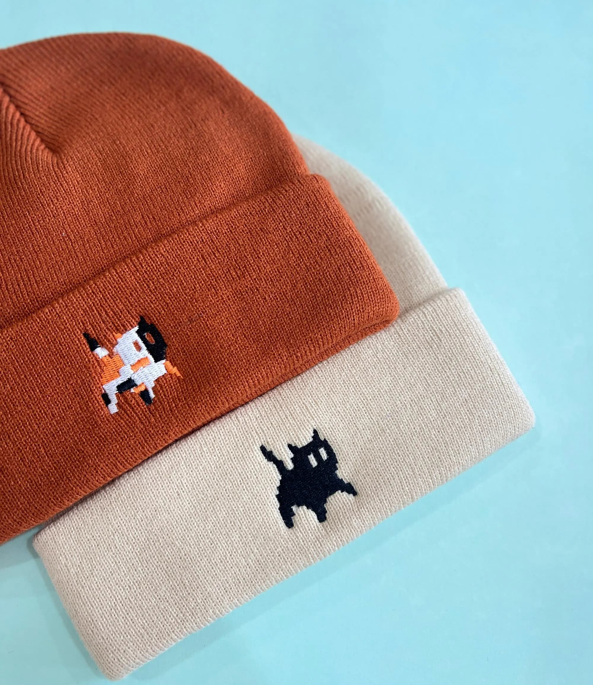 Embroidered Beanies for Cat Lovers, Cute Cat Emojis, Adult Unisex Beanie, Personalized Beanie, Custom Beanie Winter hat 24102407