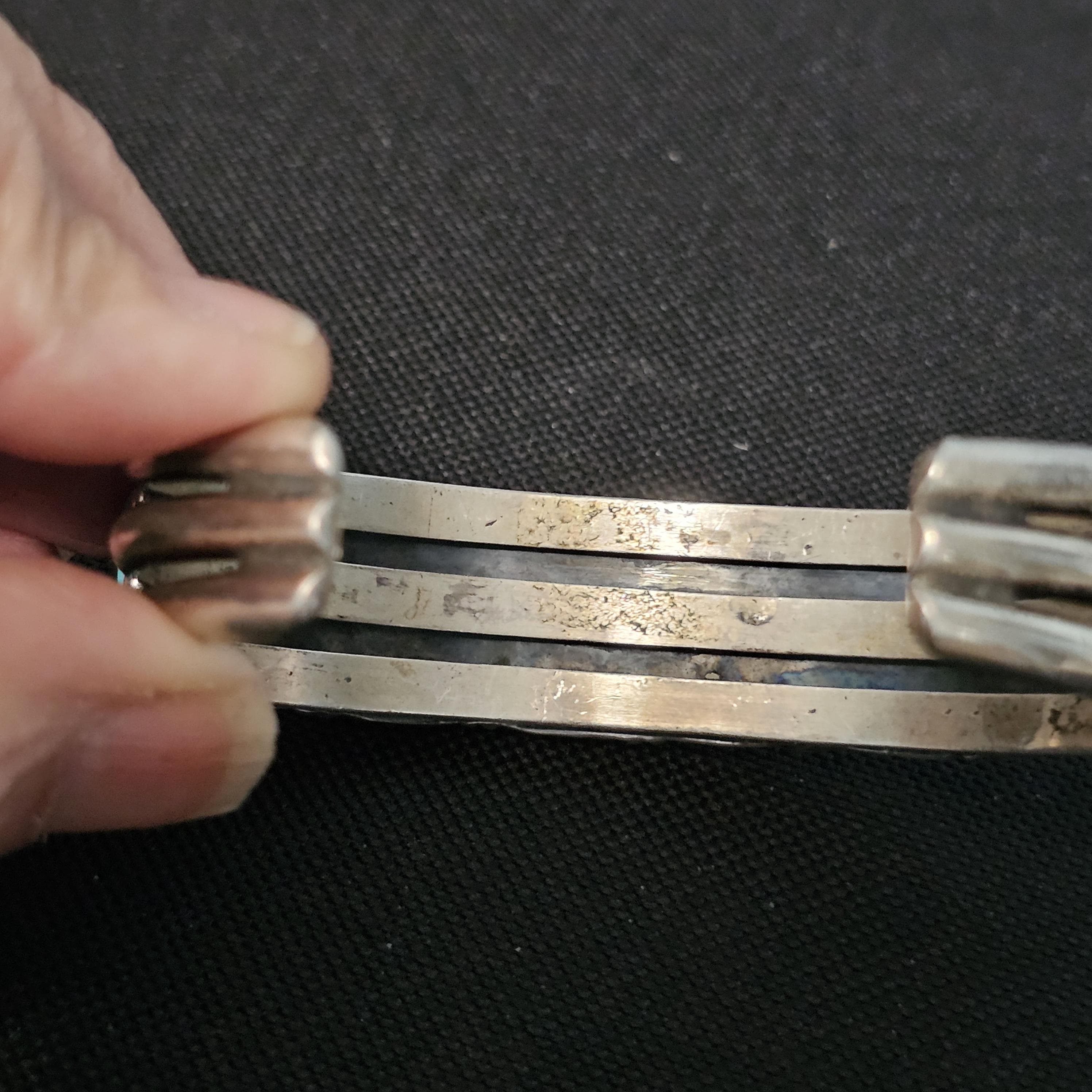 Sleeping Beauty Turquoise Silver Row Bracelet 7" wrist JB 404 - image 3