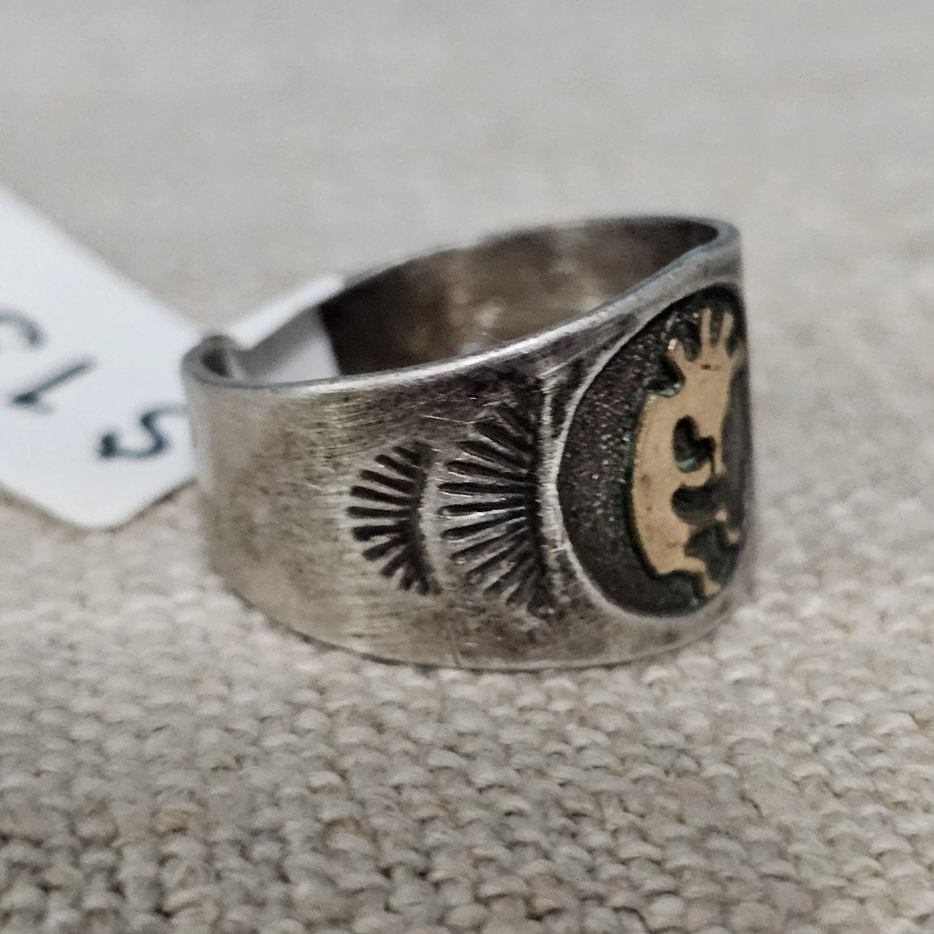 Kokopelli 14K & Silver Vintage Native ring size 10. JR 762 - image 4