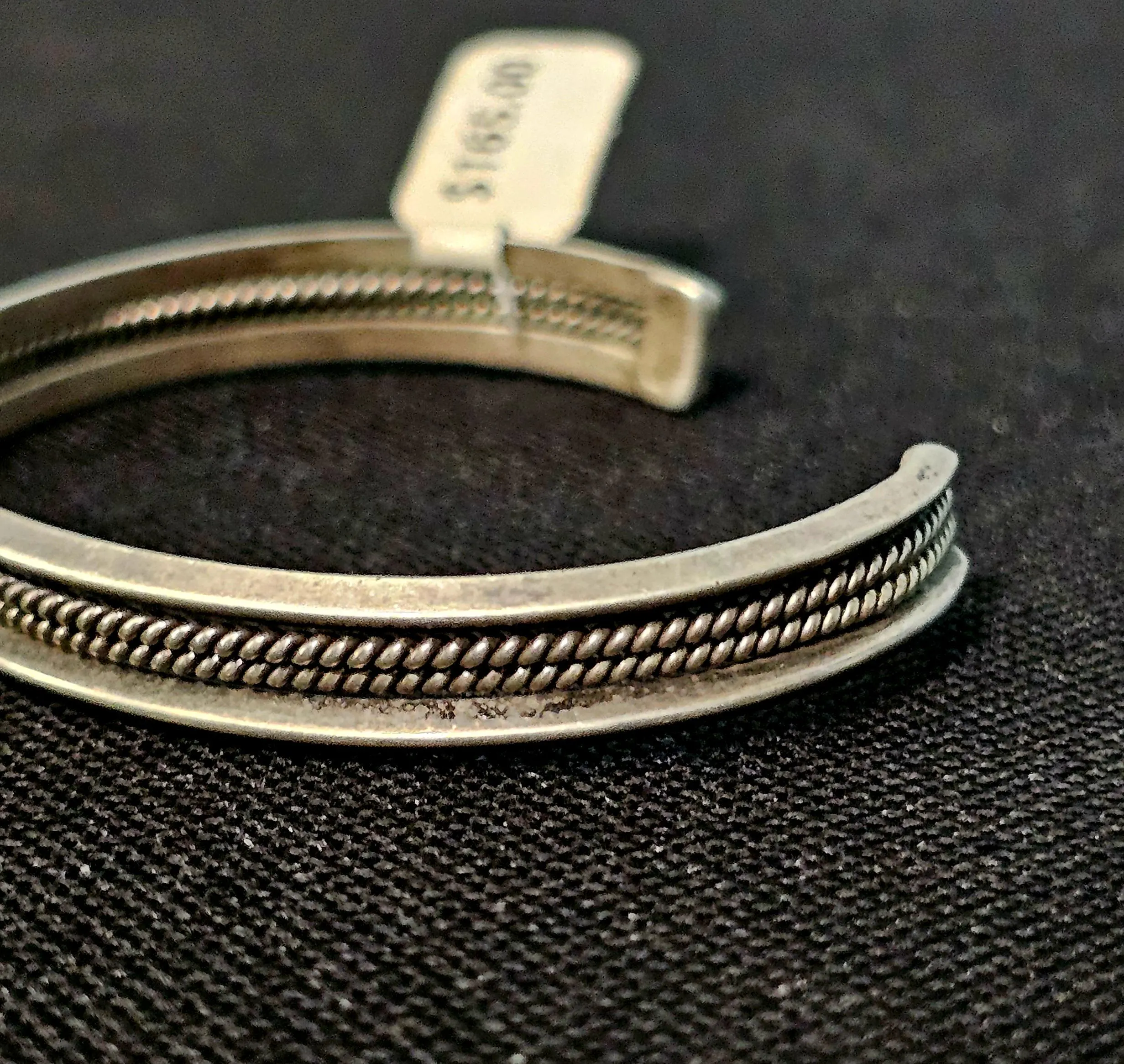 Narrow Vintage Silver Native Cuff Bracelet Old Pawn. 6 1/2" wrist. JB 939 - image 3