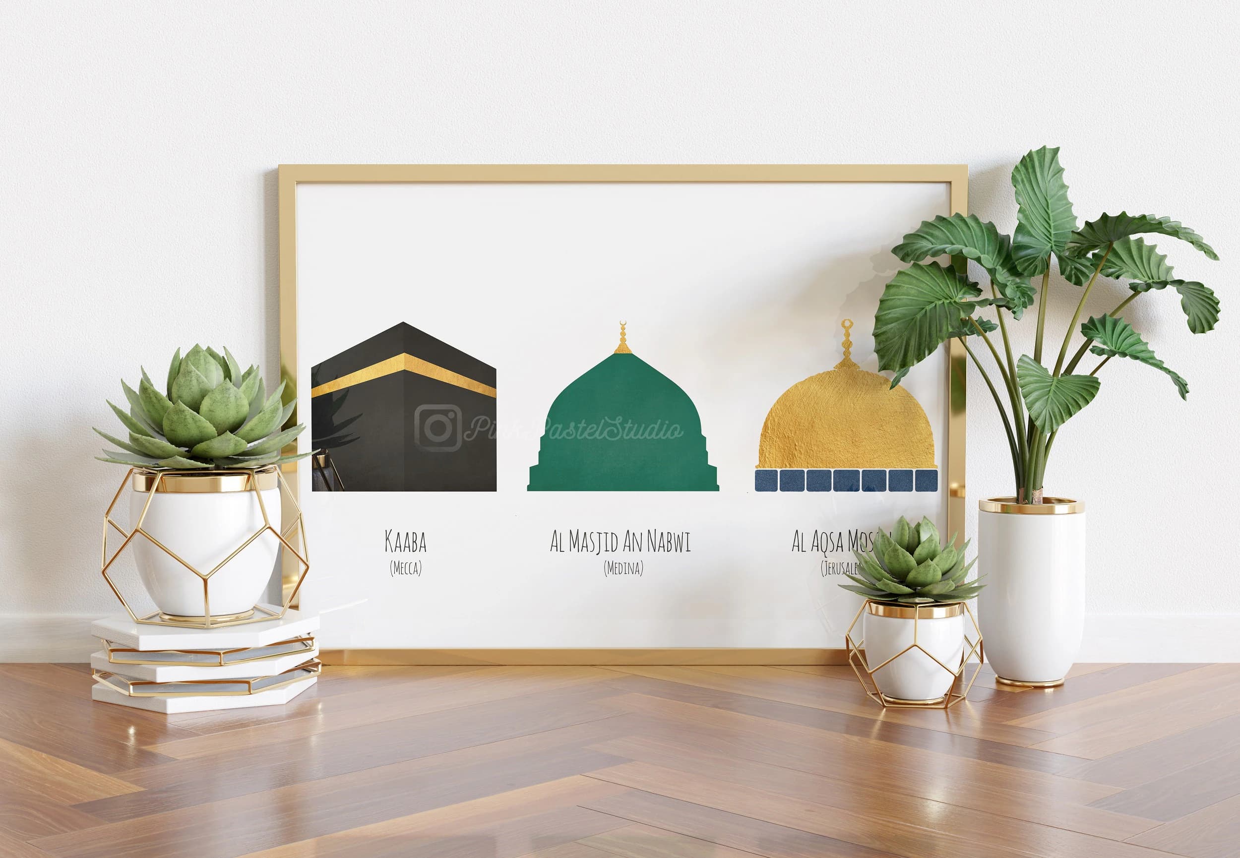 Islamic Holy Cities Print, Kaaba Masjid Nabawi Al Aqsa Mosque Wall Art (Digital Download) - image 4