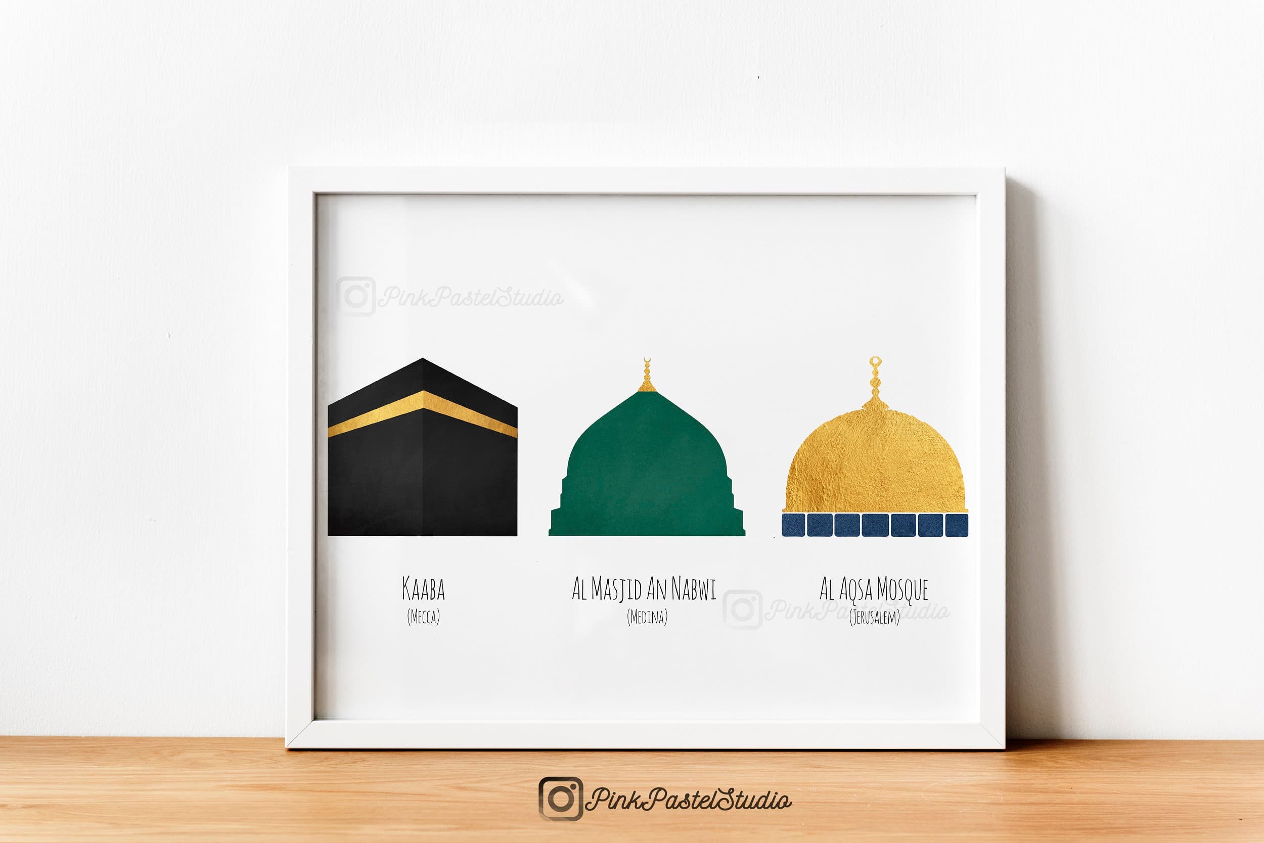 Islamic Holy Cities Print, Kaaba Masjid Nabawi Al Aqsa Mosque Wall Art (Digital Download) - image 5