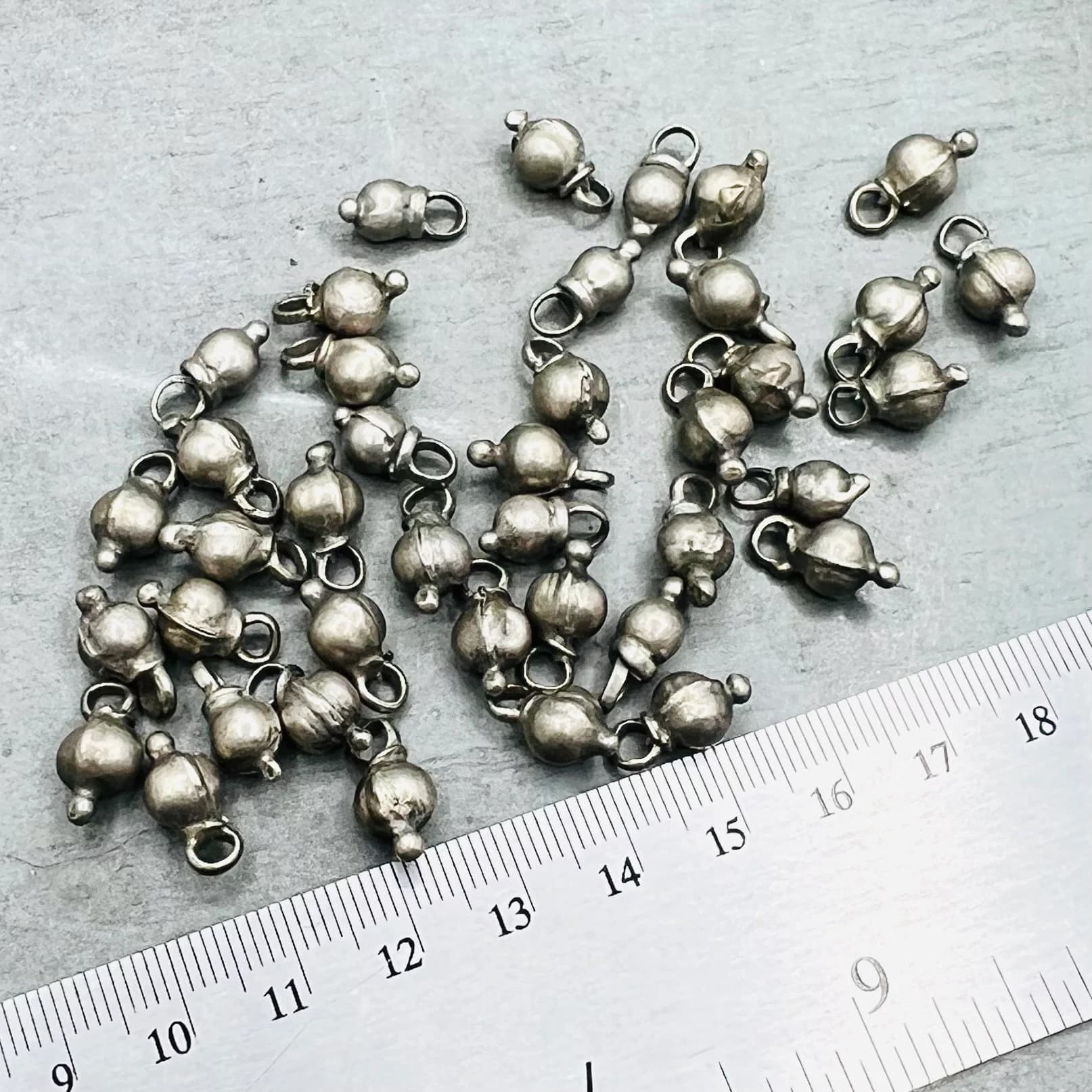 5 old silver drop pendants, Indian jewelry pendants, matching jewel pendants, vintage silver jewelry making parts, silver drop amulet charms