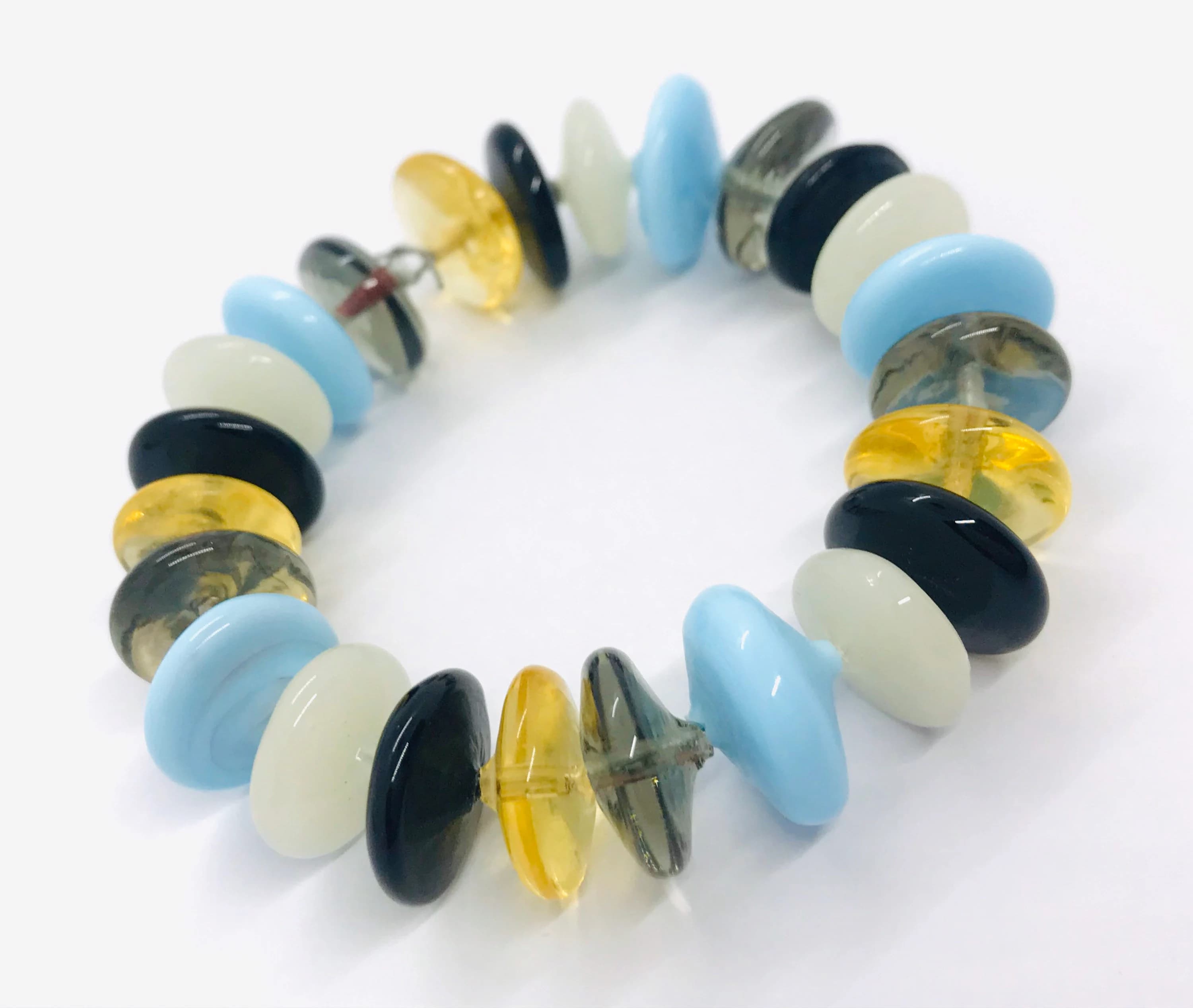 10 vintage Venetian spacer beads, vintage Murano glass beads from an old stock, saucer beads, lamp work beads, small beads, 12 mm beads