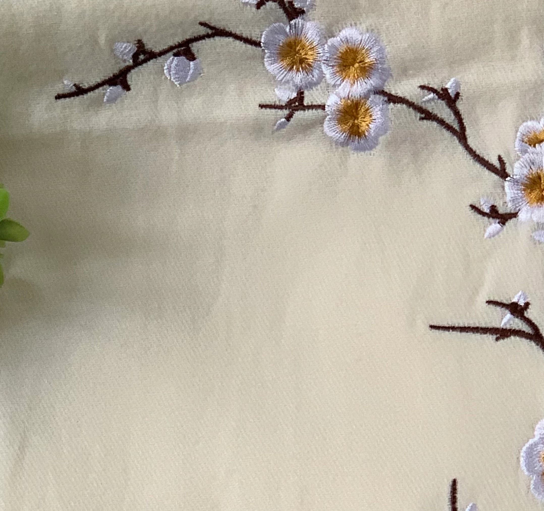 Embroidered Blossom Pashmina Scarf: Cream Winter Shawl - image 5