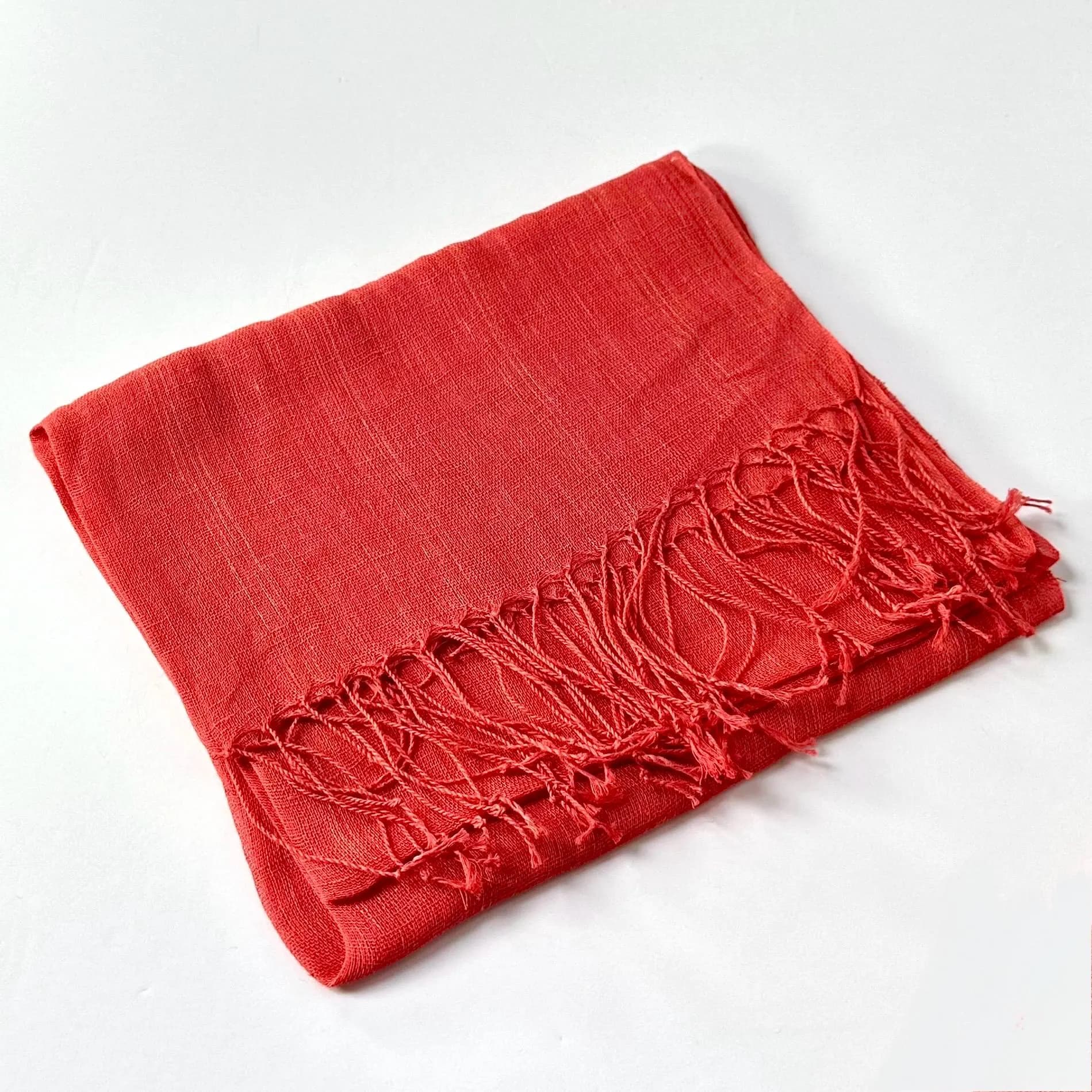 Watermelon Linen Scarf |Lightweight Ladies Headscarf with Fringe | Gift For Her