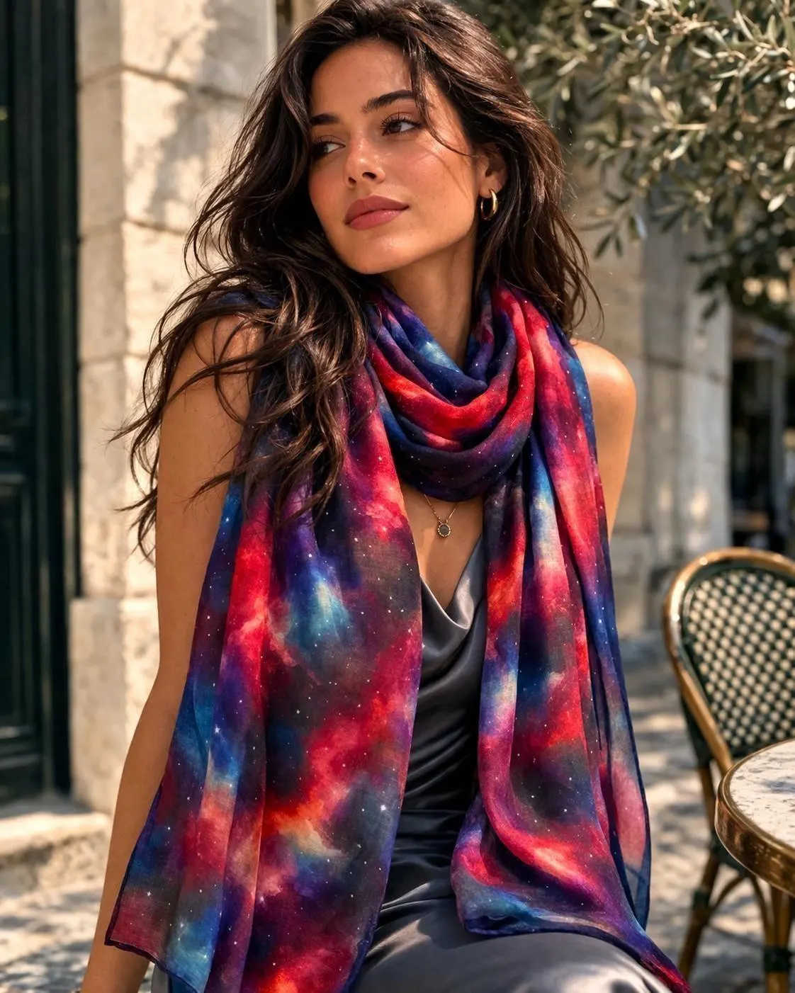 Starry Night Galaxy Scarf – Celestial Cotton Blend Shawl Gift for Her Mum Birthday - image 3