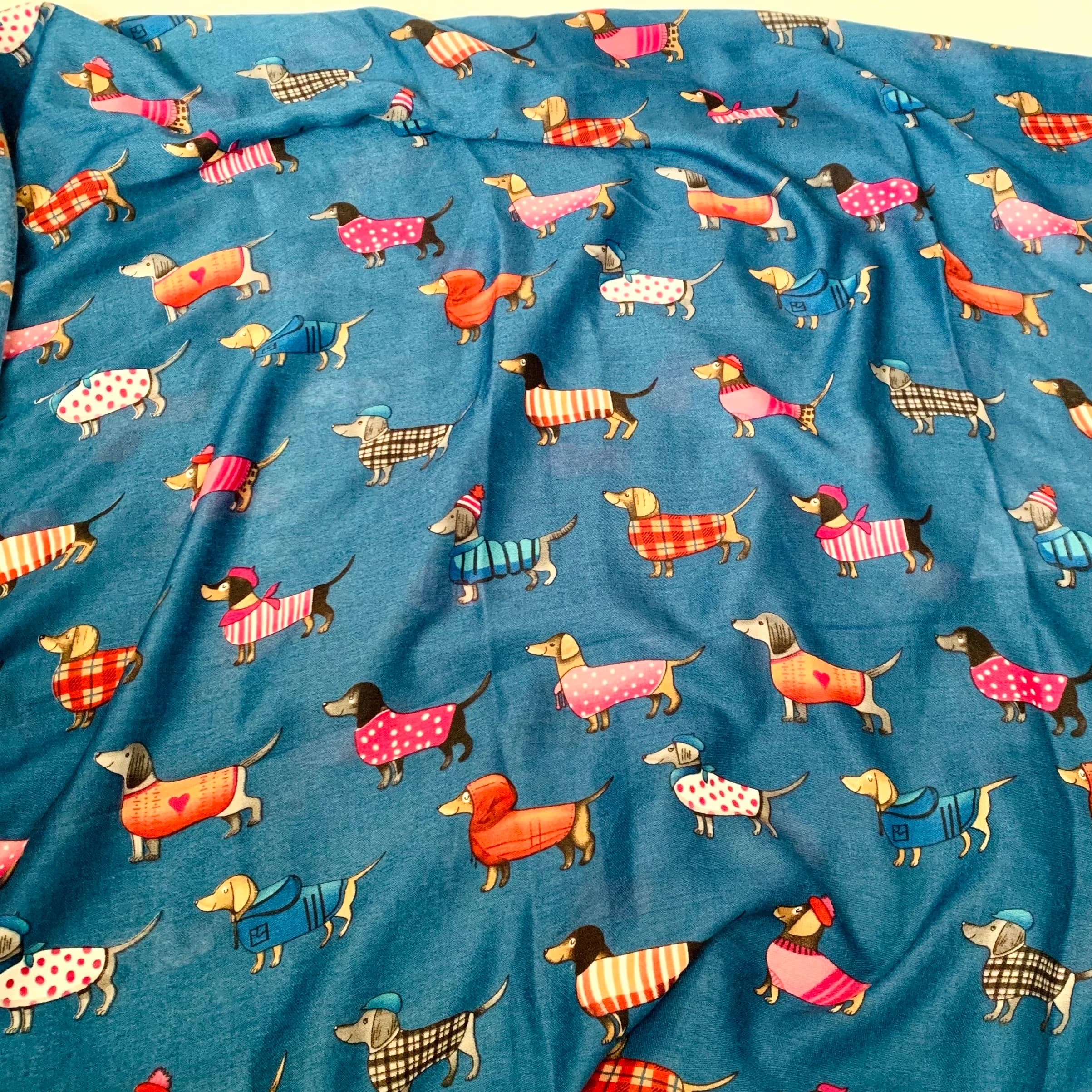 Sausage Dog Blue Print Scarf, Soft Viscose Gifts For Her Mum Sister Birthday Christmas - image 5