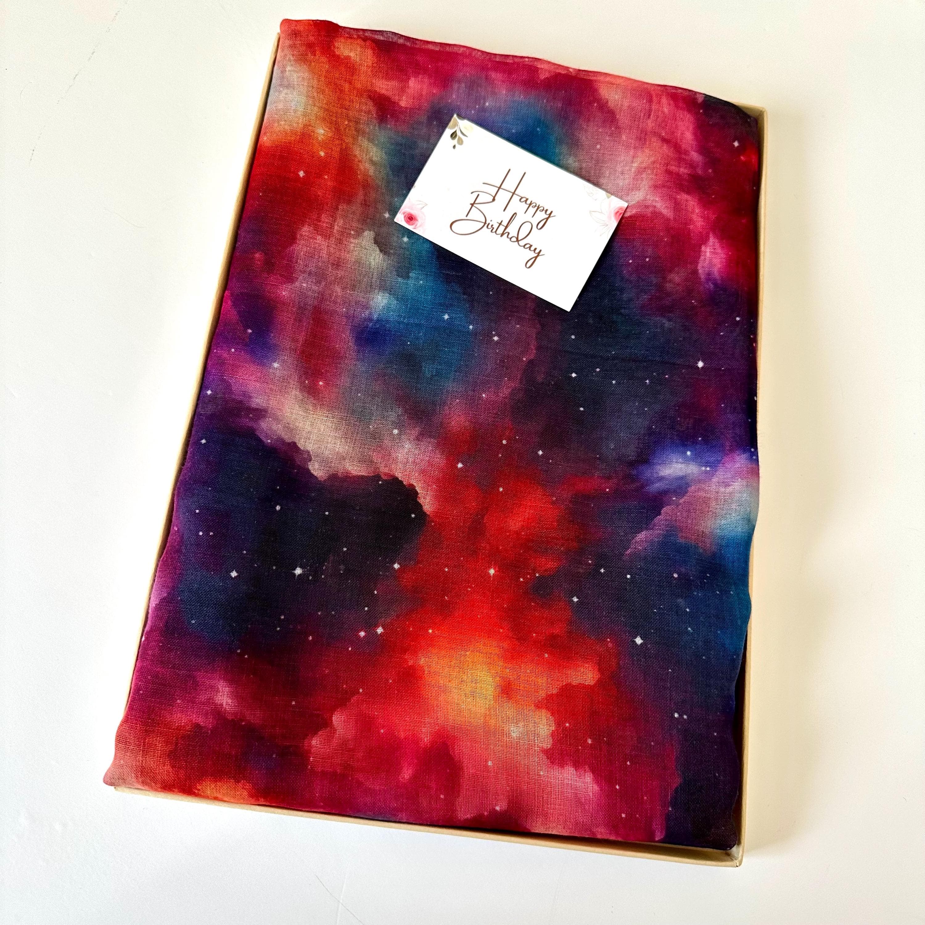 Starry Night Galaxy Scarf – Celestial Cotton Blend Shawl Gift for Her Mum Birthday