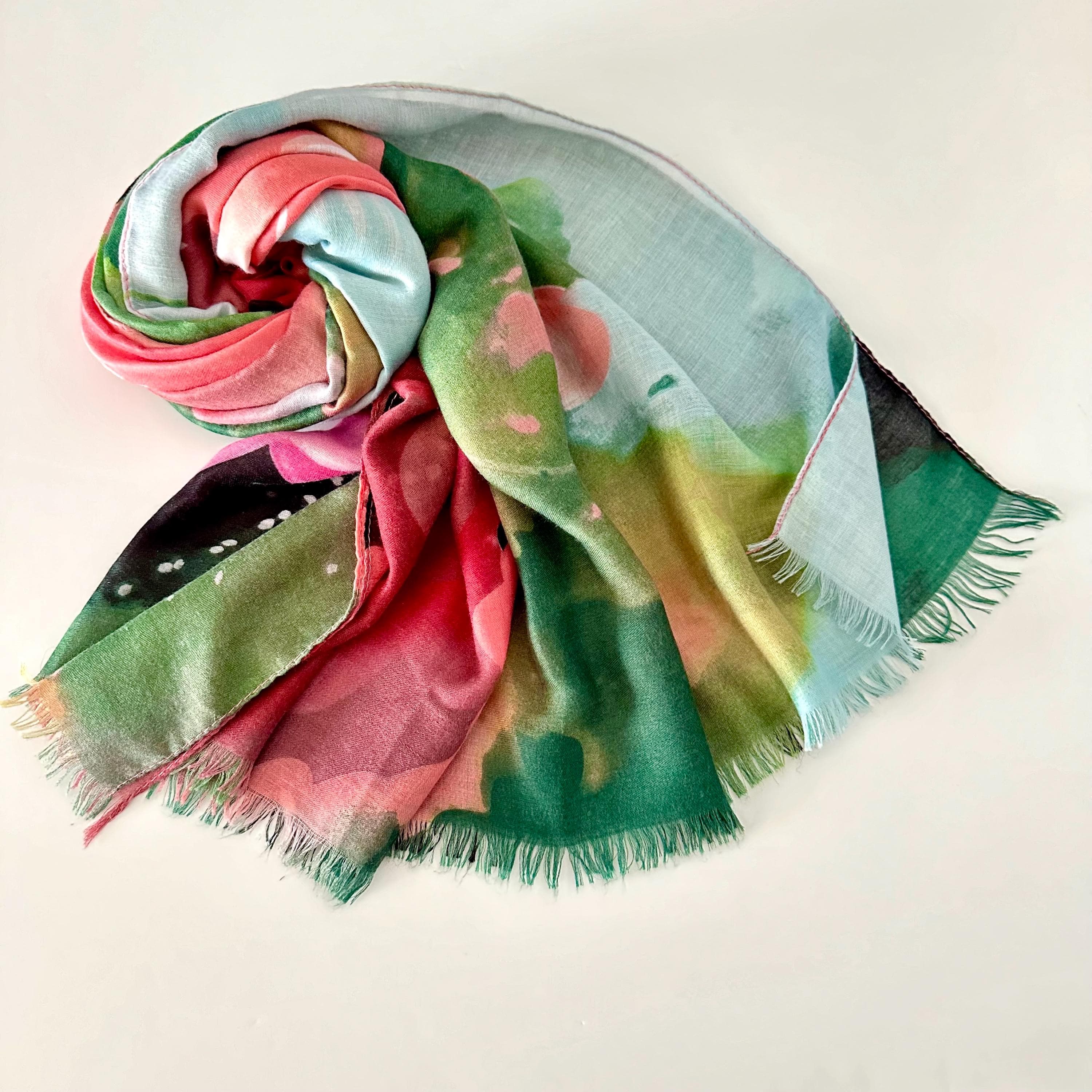Large Floral Pashmina Scarf: Viscose Wedding Shawl